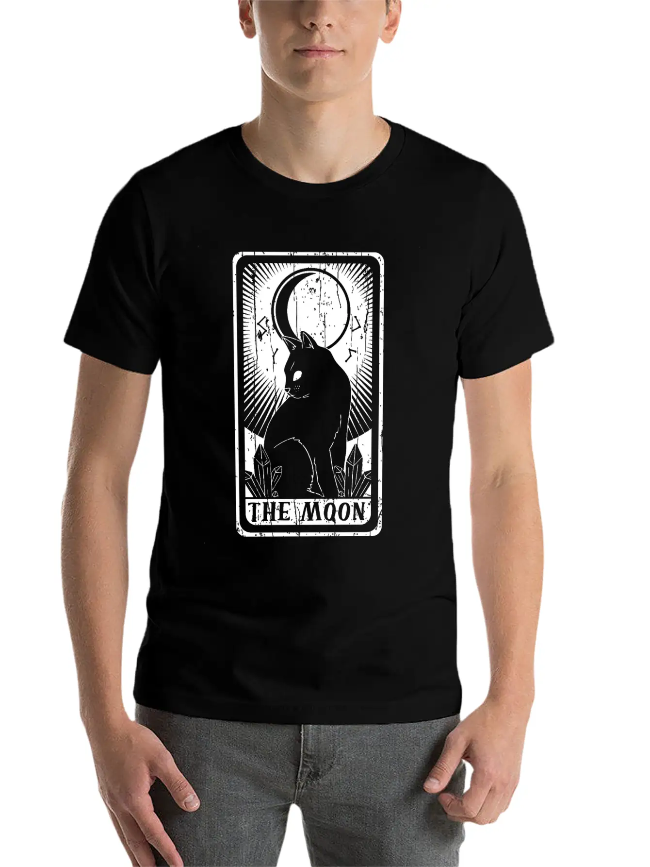 The Moon Witch Tarot Card Occult Cat Gothic Lightweight Cotton T-Shirt – Daily Comfort Graphic Shirt