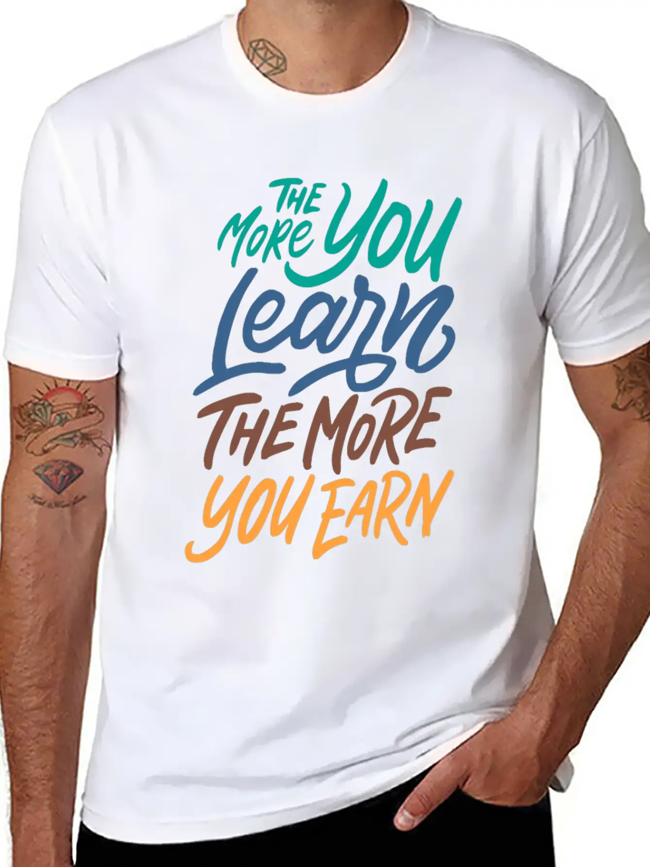The More You Learn The More You Earn Stylish Everyday T-Shirt – Unisex Basic Cotton Tee