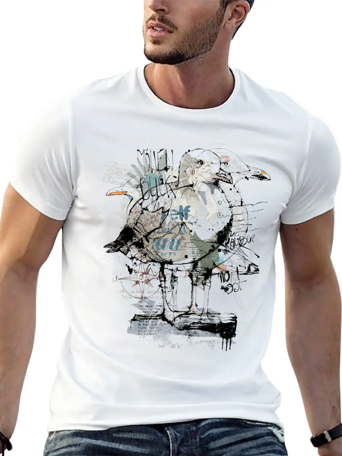 The Nervous Seagull Lightweight Cotton T-Shirt – Daily Comfort Graphic Shirt