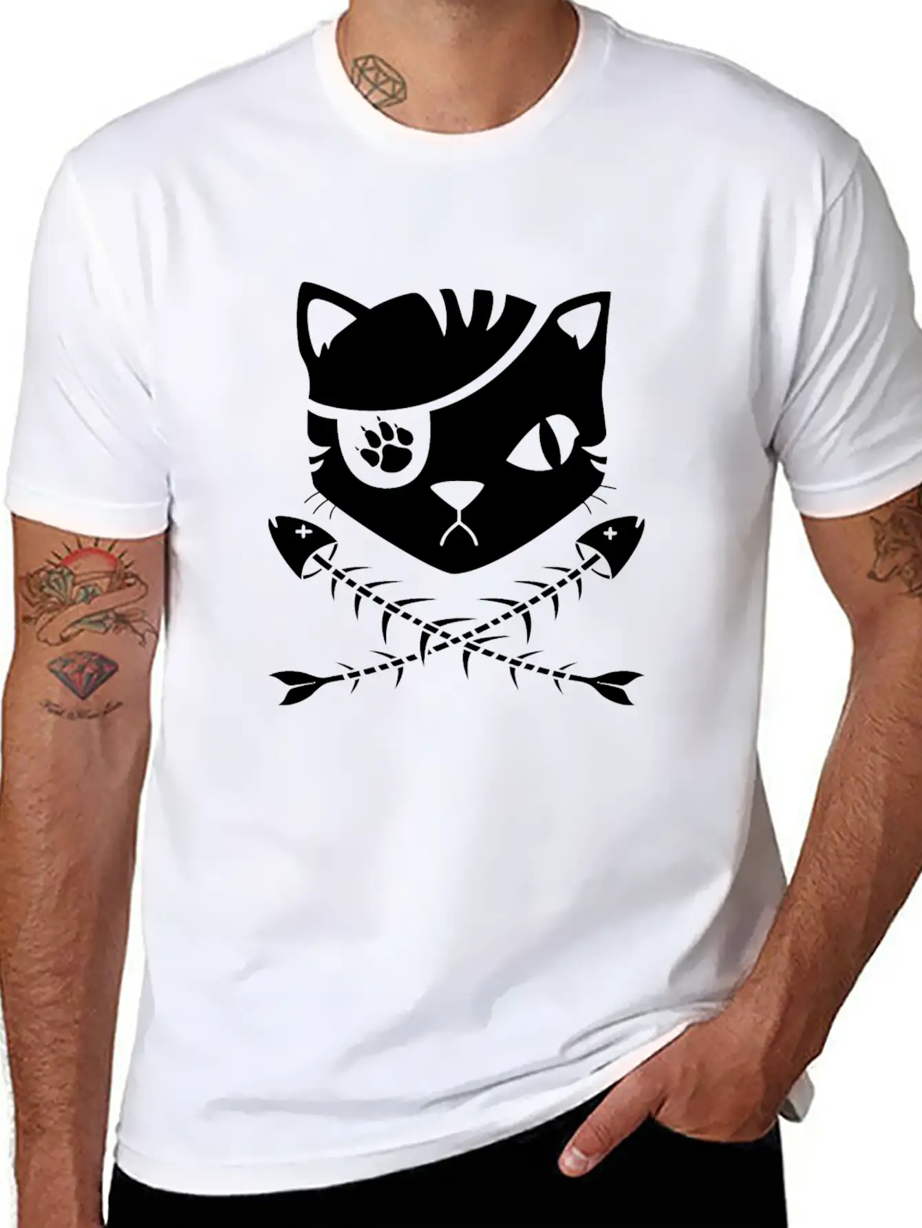 The Pirate Flag Cat Modern Fit Casual T-Shirt – Clean And Versatile Design