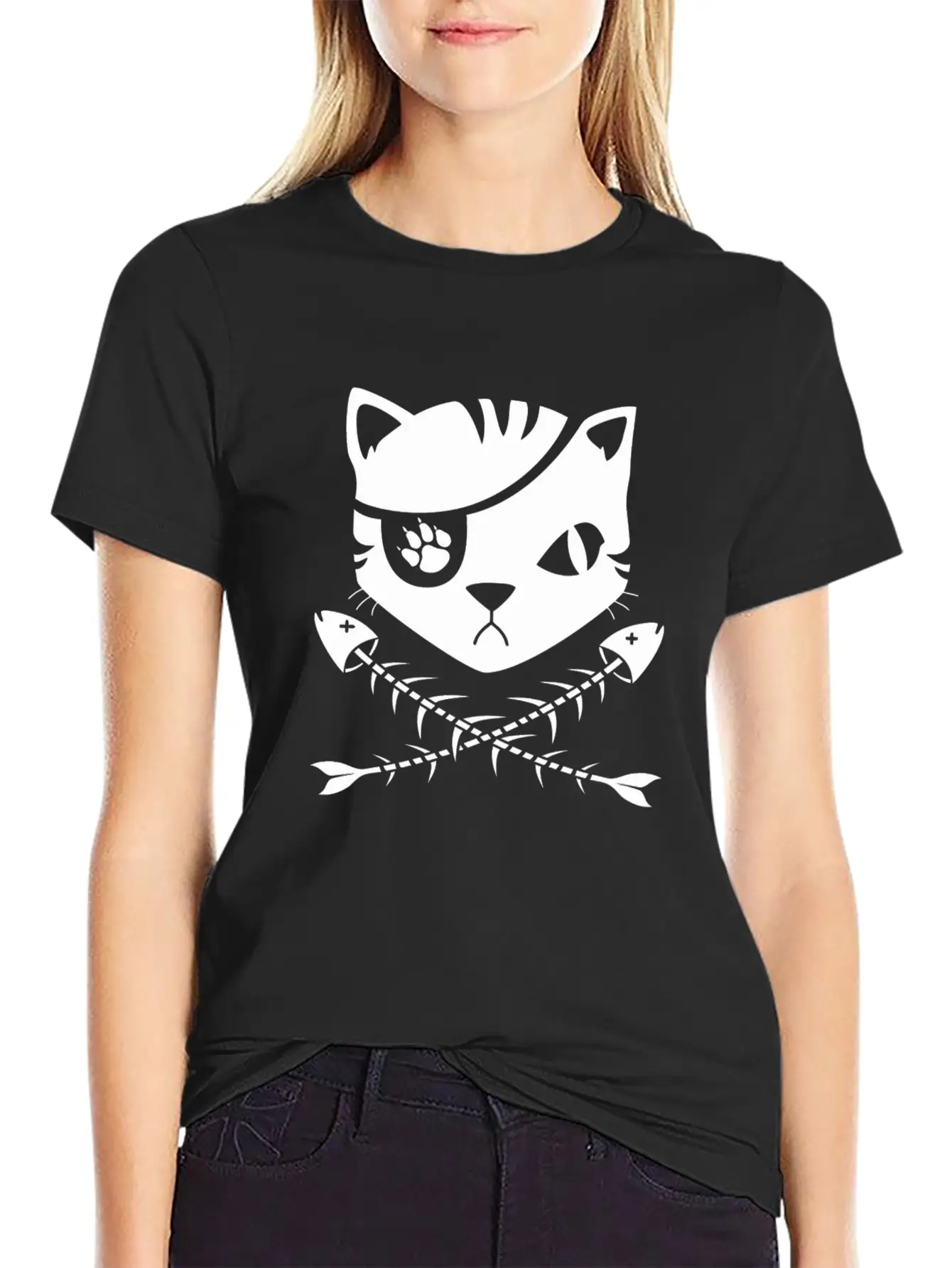 The Pirate Flag Cat Modern Fit Casual T-Shirt – Clean And Versatile Design