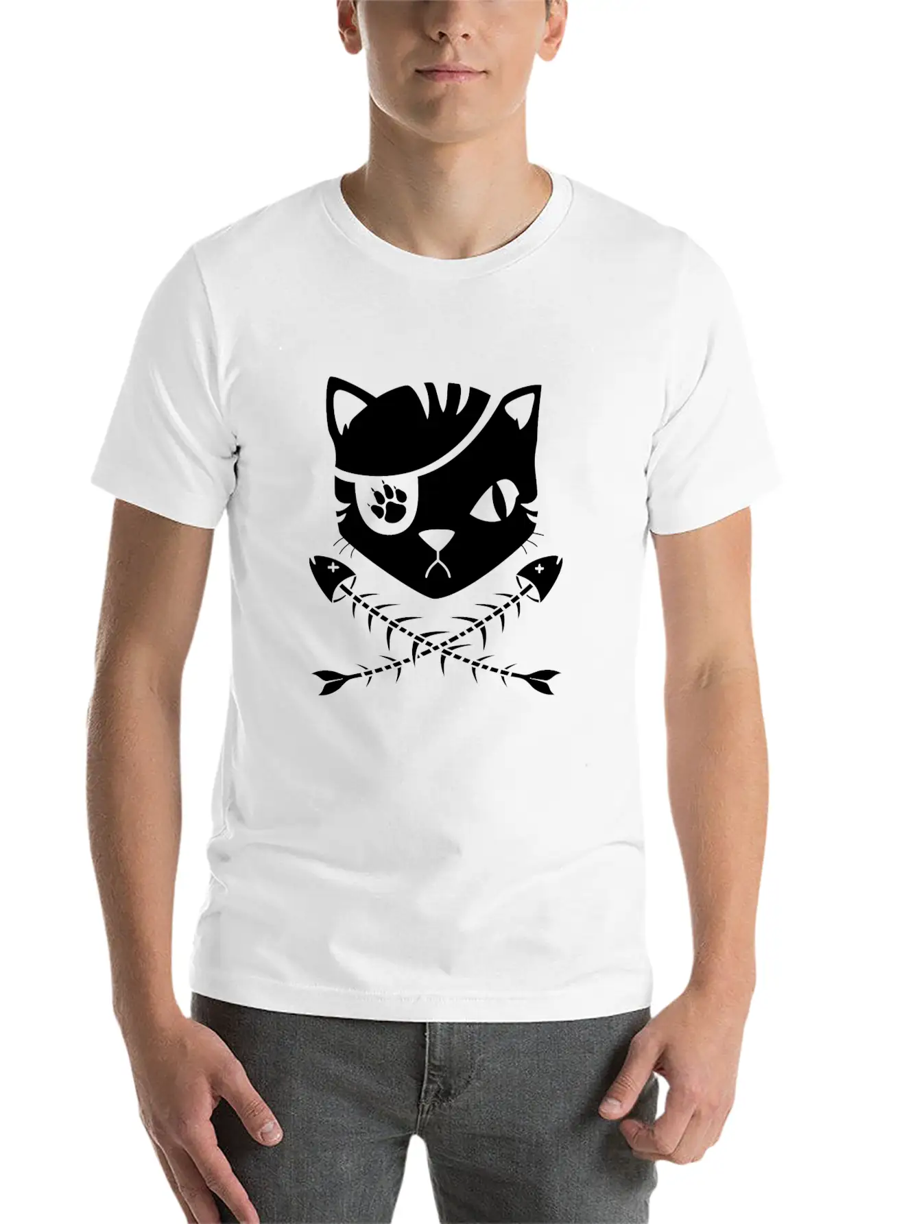 The Pirate Flag Cat Modern Fit Casual T-Shirt – Clean And Versatile Design