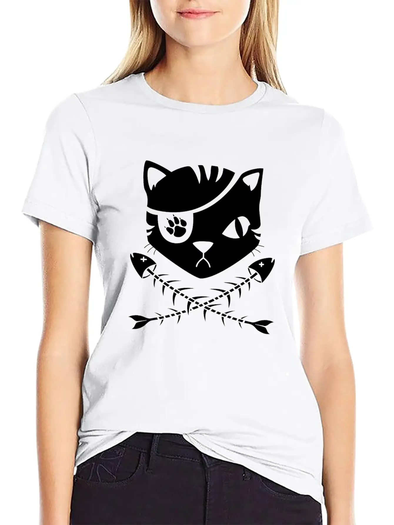 The Pirate Flag Cat Modern Fit Casual T-Shirt – Clean And Versatile Design