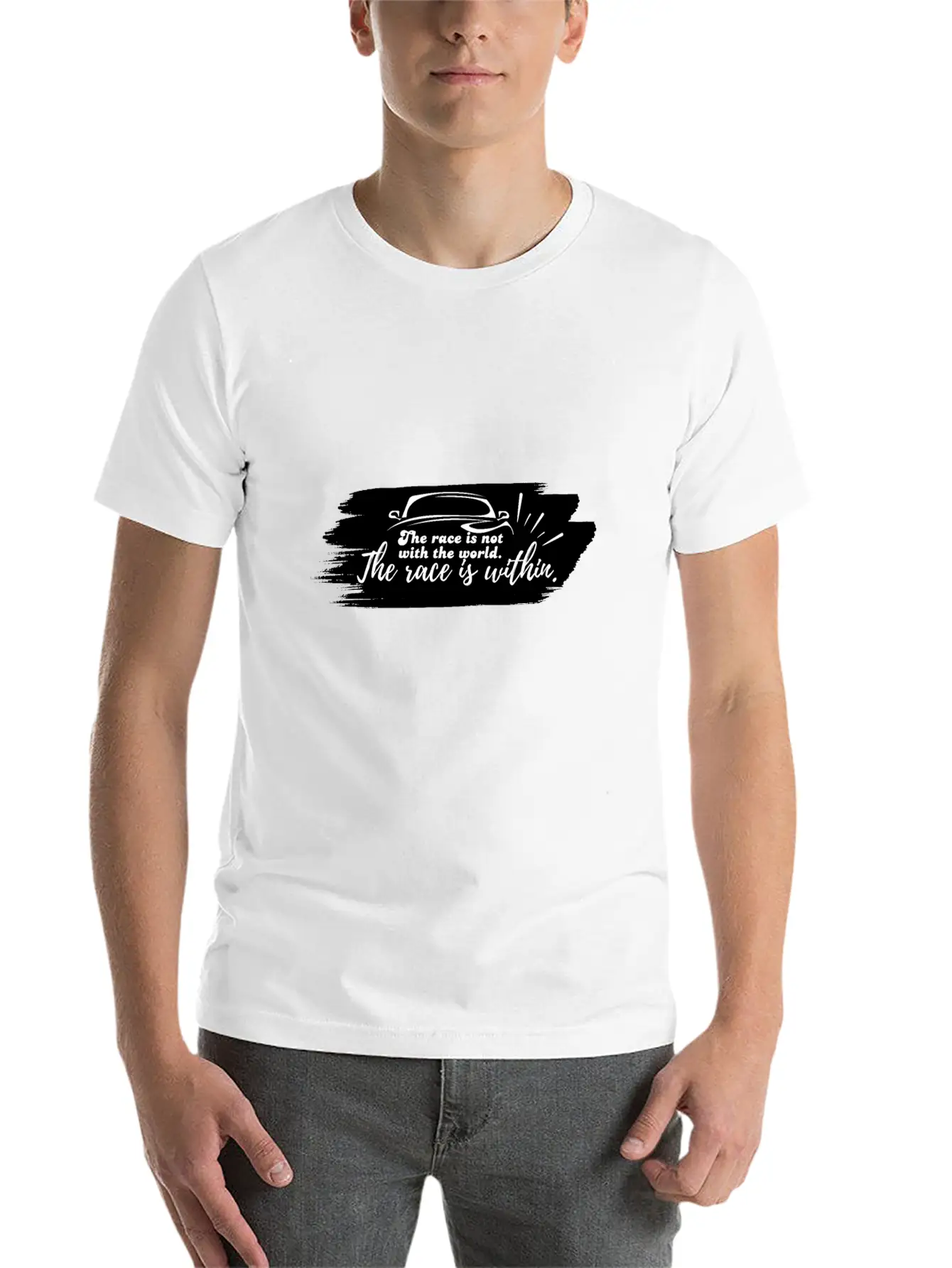 The Race Is Within Classic Fit Graphic Tee For Daily Comfort – Unisex Cotton Shirt