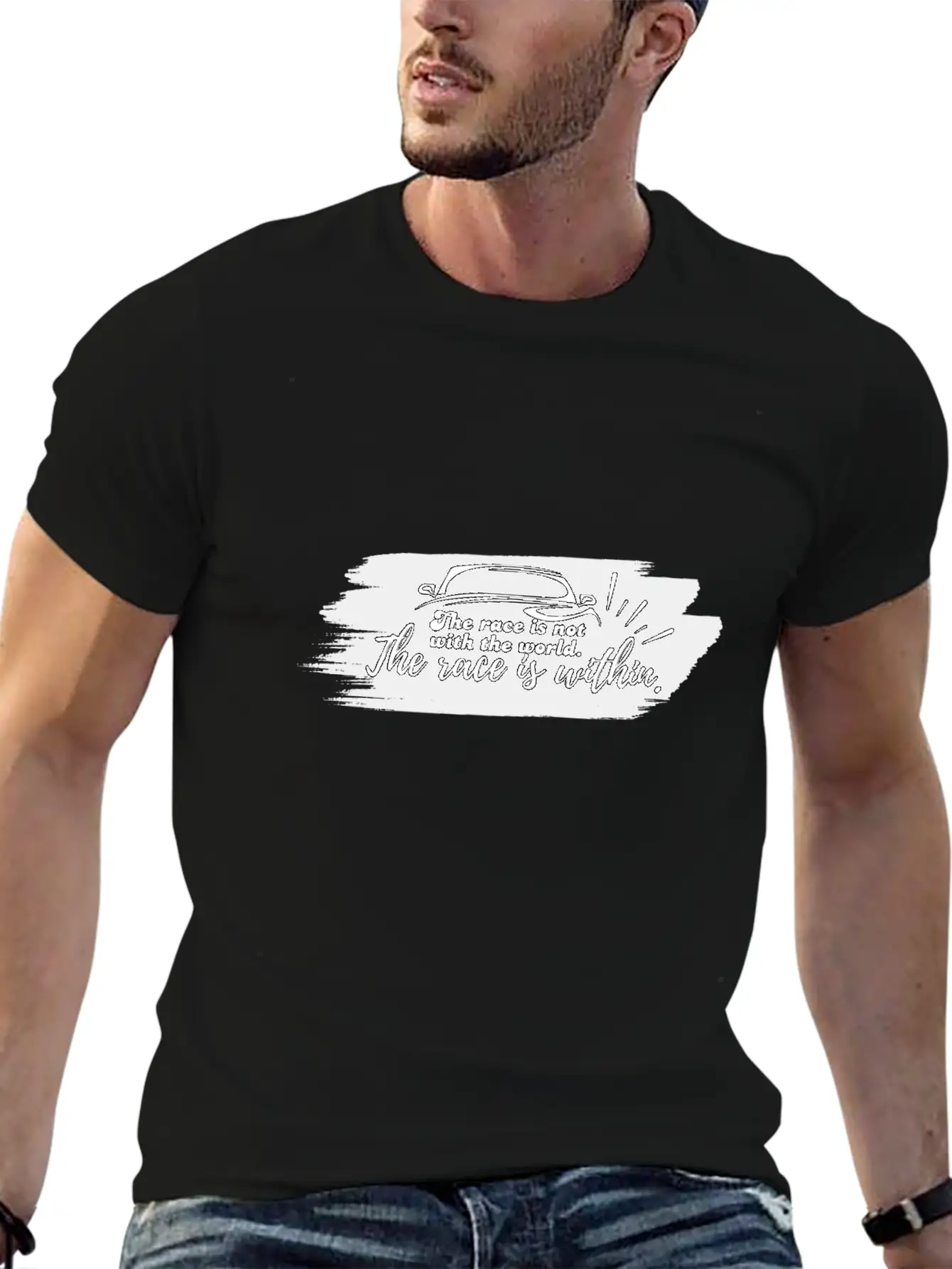 The Race Is Within Classic Fit Graphic Tee For Daily Comfort – Unisex Cotton Shirt