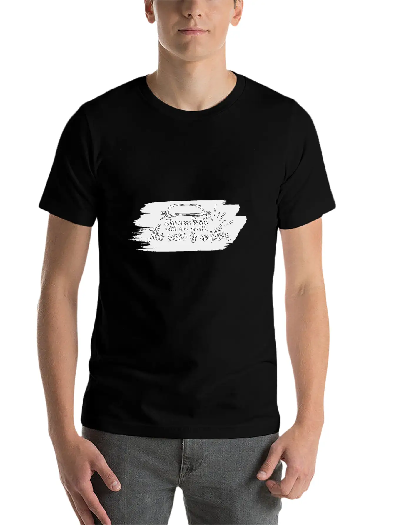 The Race Is Within Classic Fit Graphic Tee For Daily Comfort – Unisex Cotton Shirt