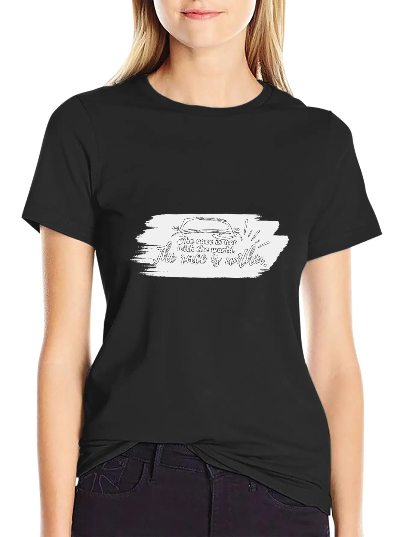 The Race Is Within Classic Fit Graphic Tee For Daily Comfort – Unisex Cotton Shirt