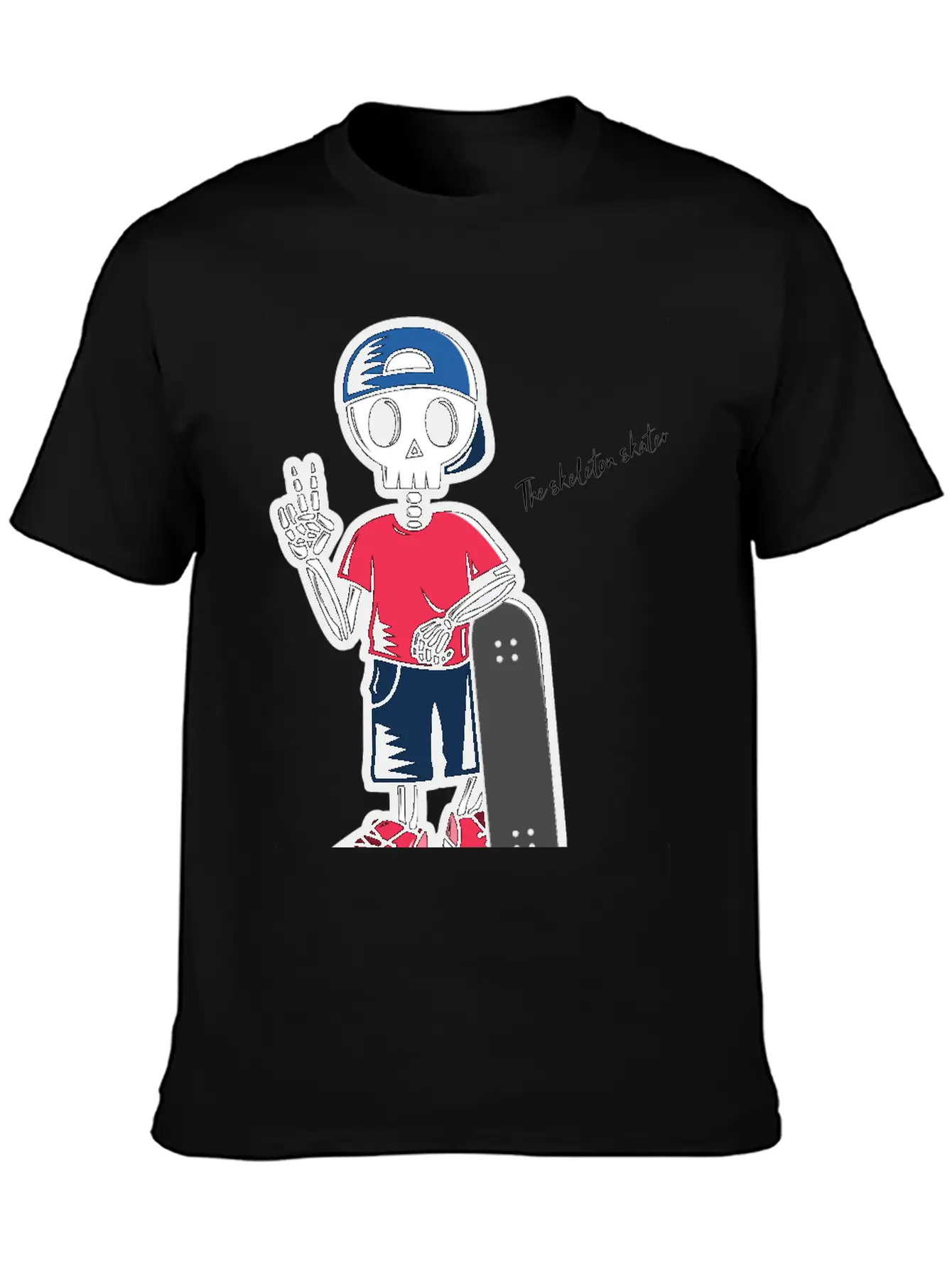 The Skeleton Skater Lightweight Cotton T-Shirt – Daily Comfort Graphic Shirt