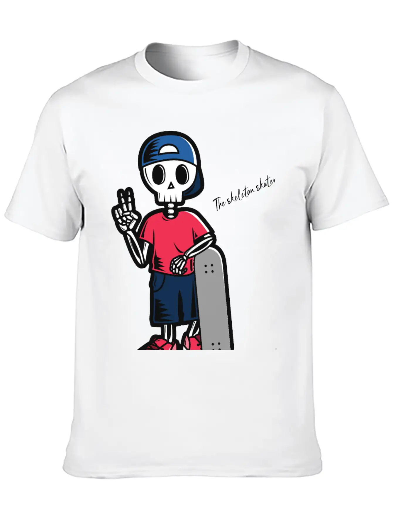 The Skeleton Skater Lightweight Cotton T-Shirt – Daily Comfort Graphic Shirt