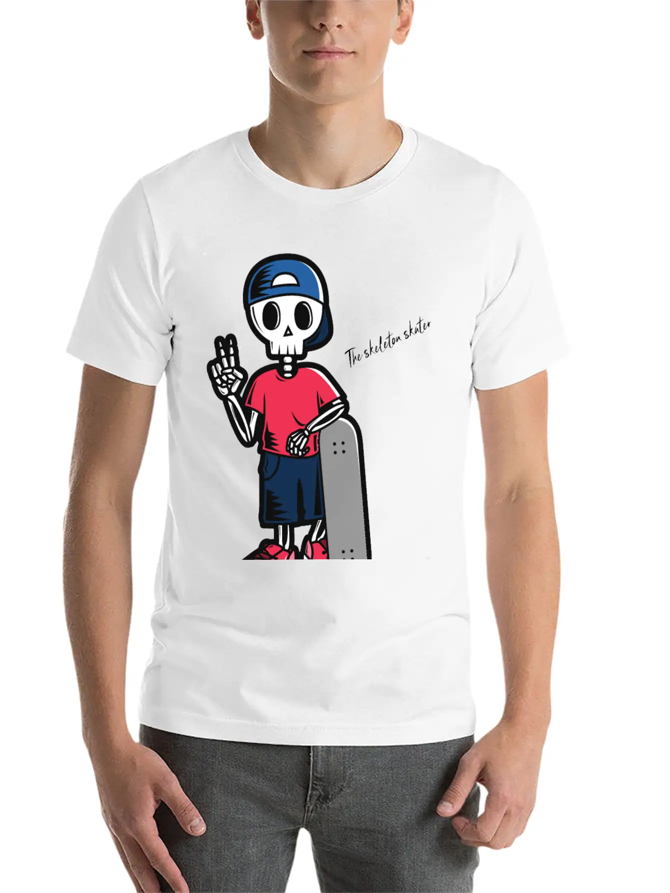 The Skeleton Skater Lightweight Cotton T-Shirt – Daily Comfort Graphic Shirt