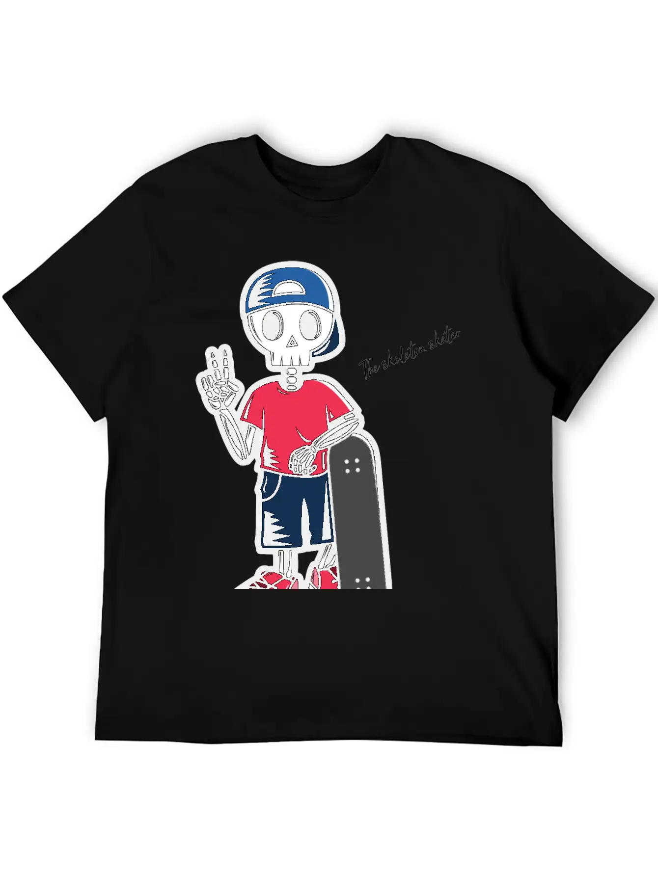 The Skeleton Skater Lightweight Cotton T-Shirt – Daily Comfort Graphic Shirt