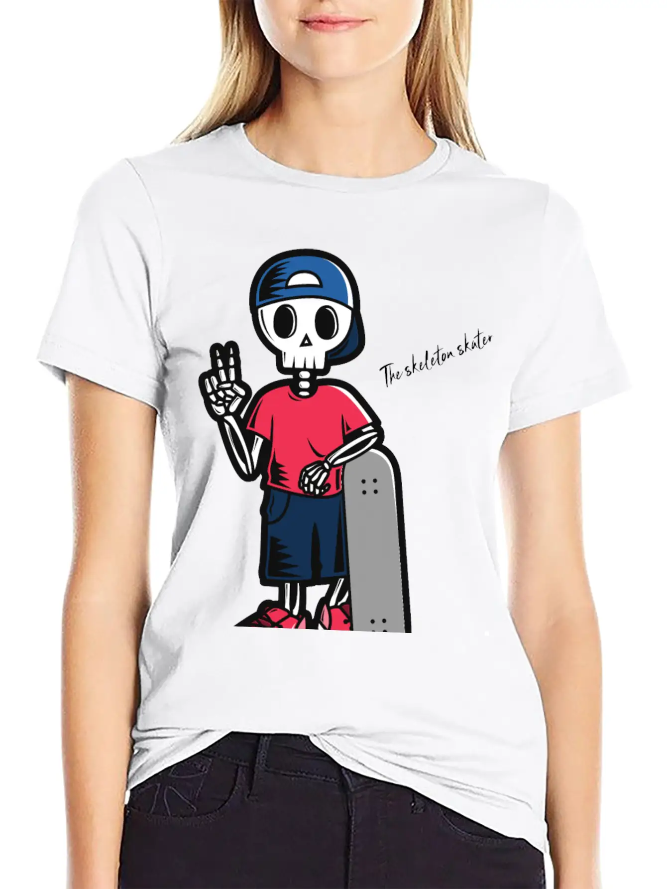 The Skeleton Skater Lightweight Cotton T-Shirt – Daily Comfort Graphic Shirt