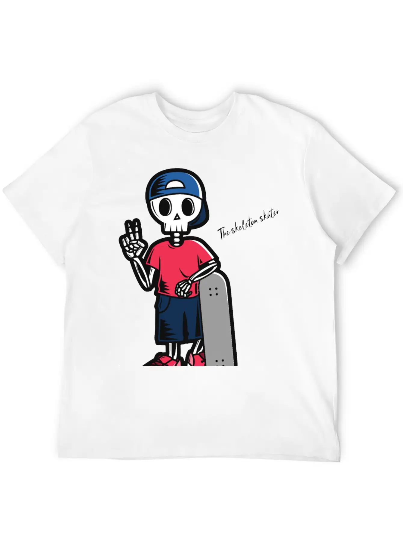 The Skeleton Skater Lightweight Cotton T-Shirt – Daily Comfort Graphic Shirt