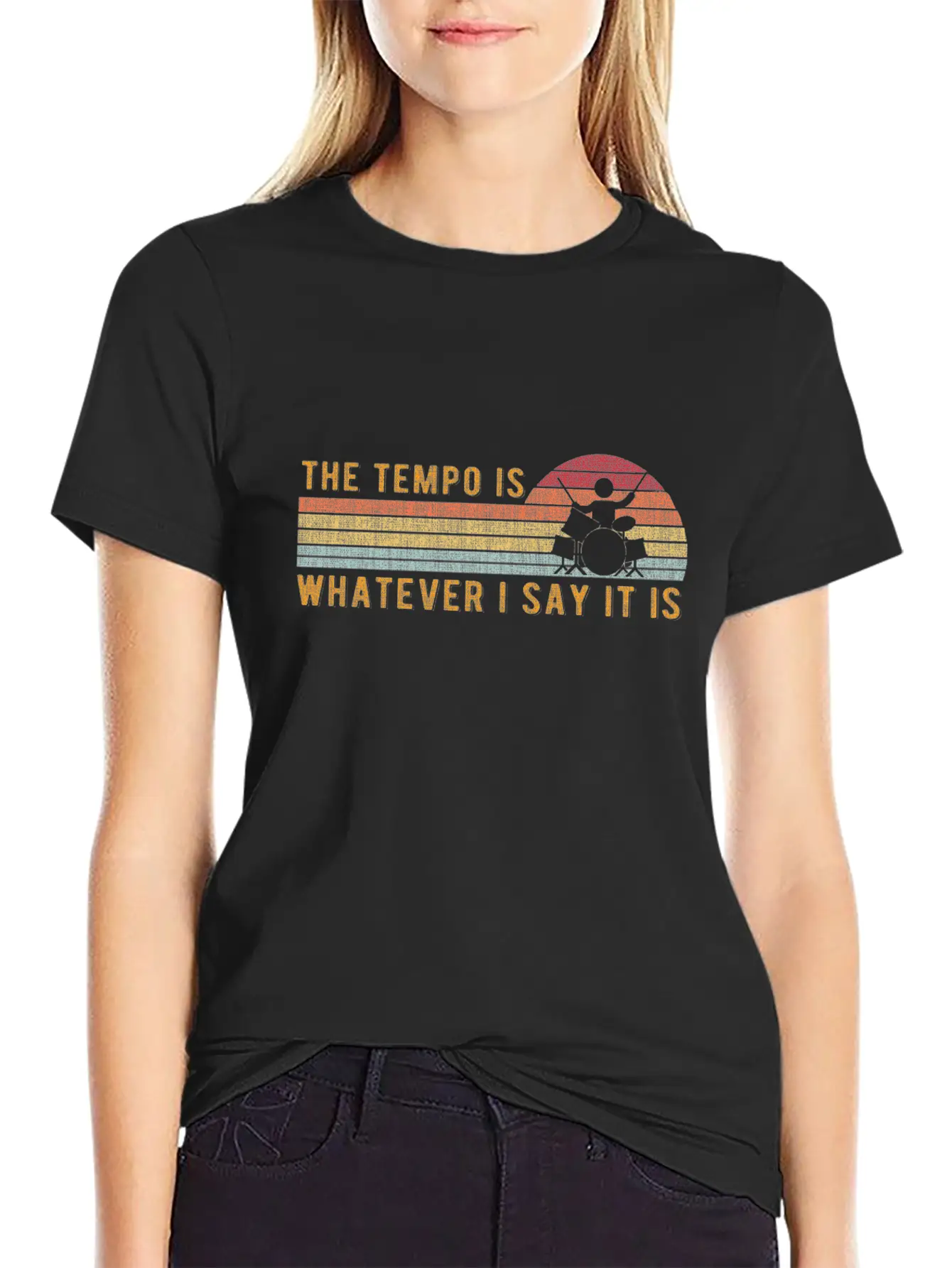 The Tempo Is Whatever I Say It Is Funny Drummer De Classic Fit Graphic Tee For Daily Comfort – Unisex Cotton Shirt