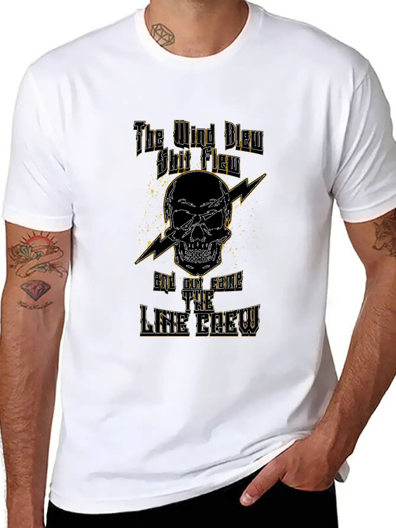 The Wind Blew And Out Came The Line Crew Essential Basic Graphic T-Shirt – Daily Comfort In Soft Cotton