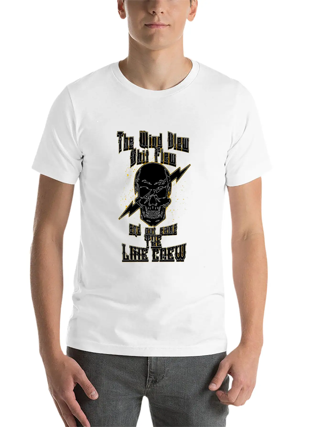 The Wind Blew And Out Came The Line Crew Essential Basic Graphic T-Shirt – Daily Comfort In Soft Cotton
