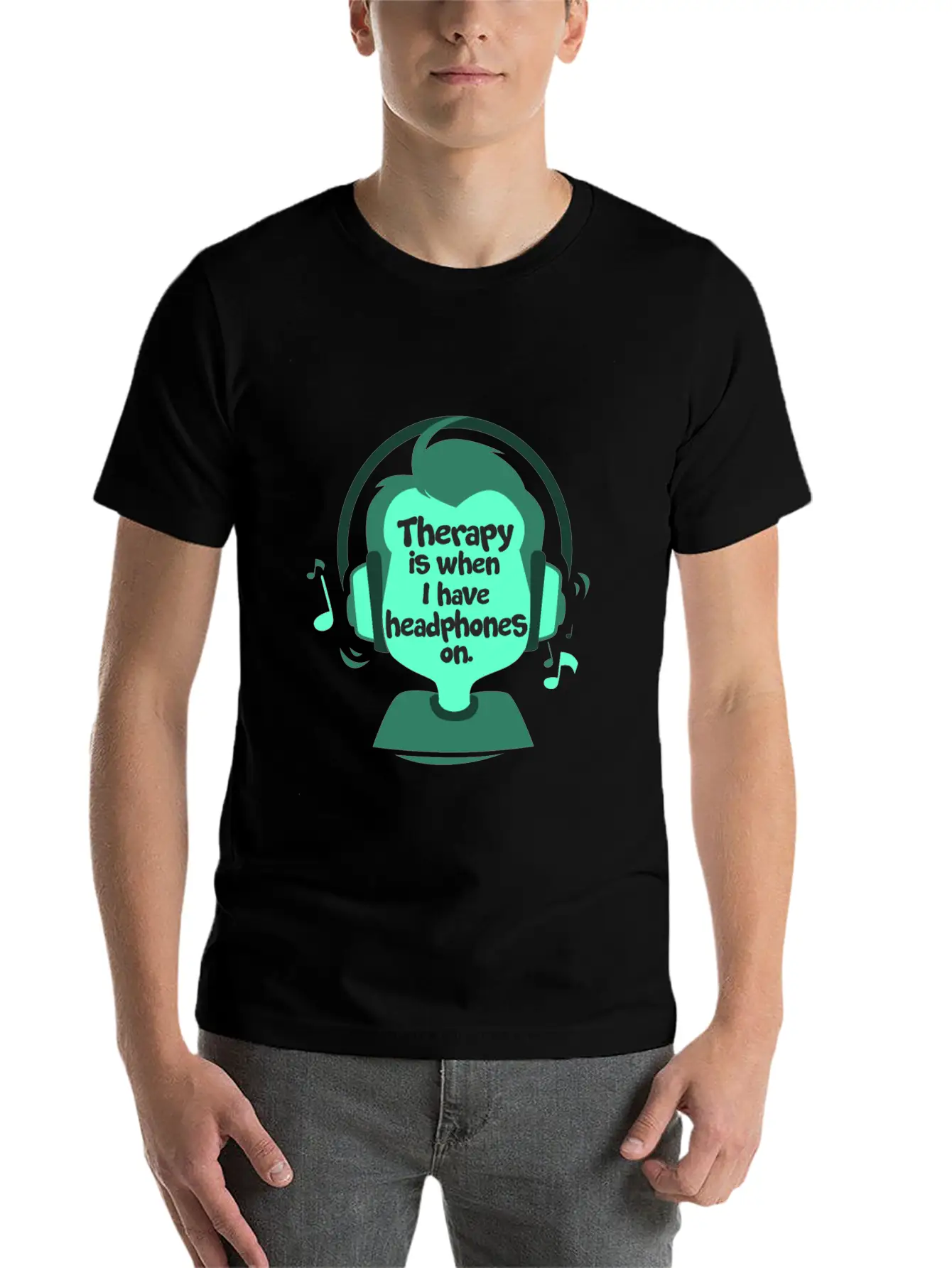 Therapy Is When I Have Headphones On Music Lightweight Cotton T-Shirt – Daily Comfort Graphic Shirt