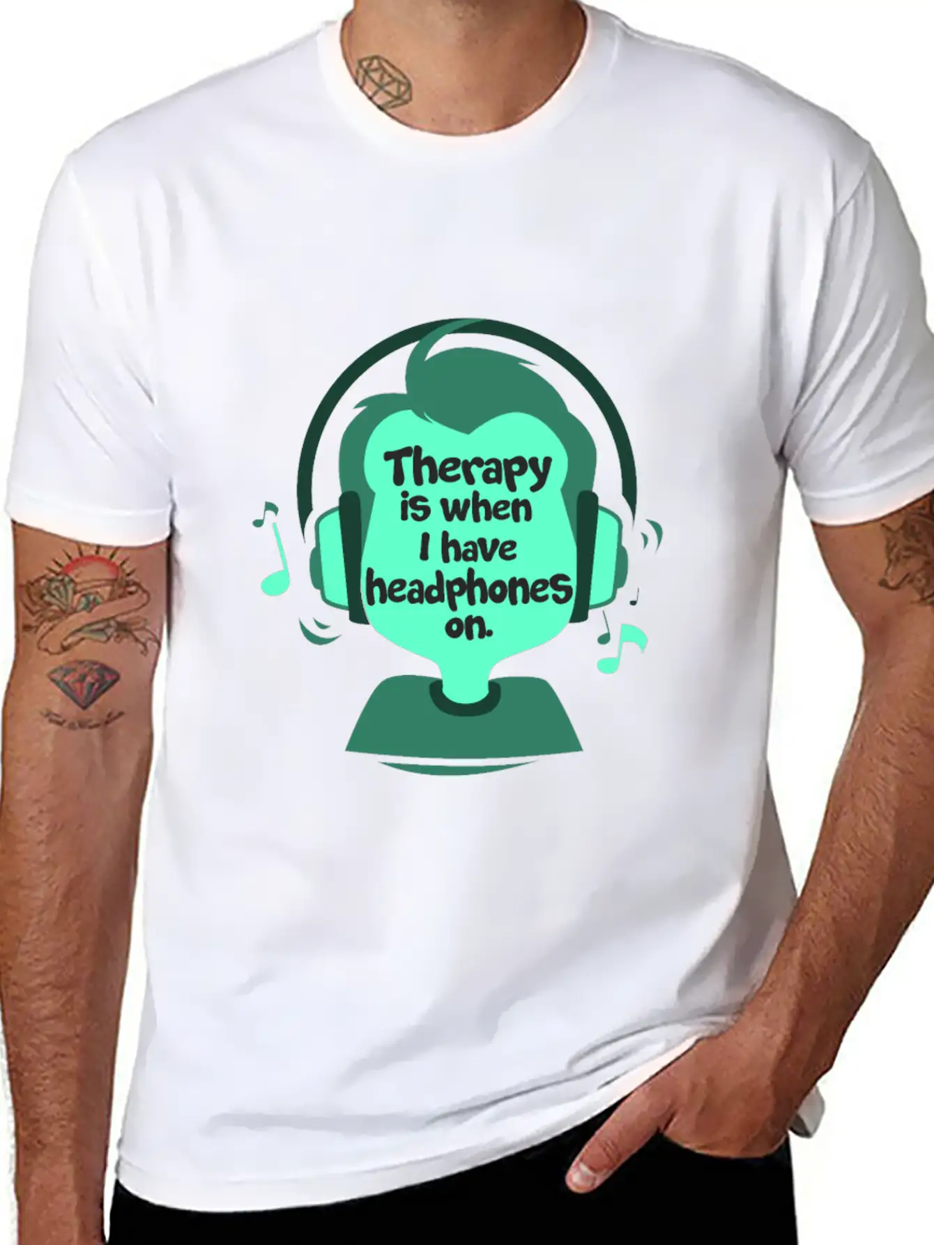 Therapy Is When I Have Headphones On Music Lightweight Cotton T-Shirt – Daily Comfort Graphic Shirt
