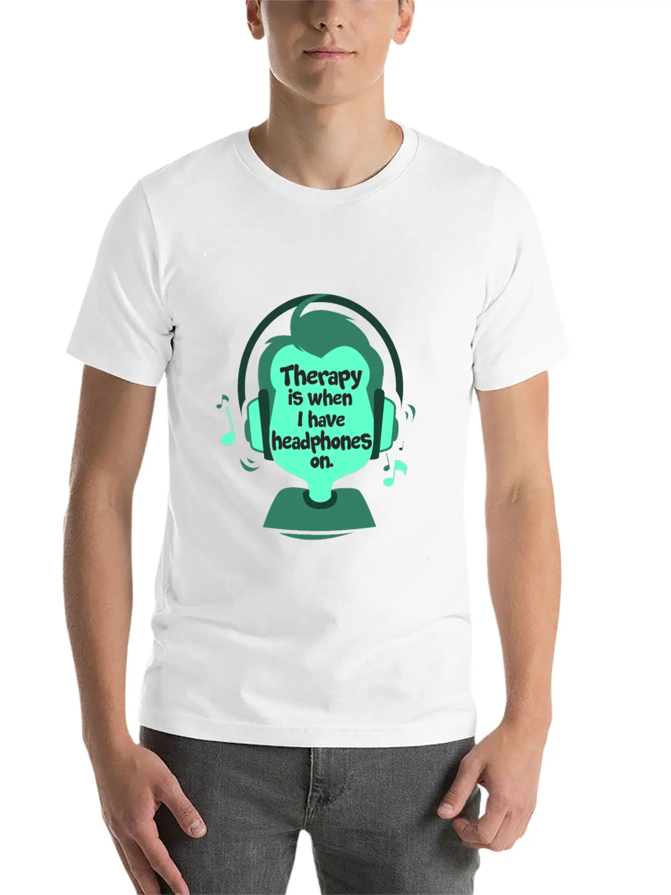 Therapy Is When I Have Headphones On Music Lightweight Cotton T-Shirt – Daily Comfort Graphic Shirt