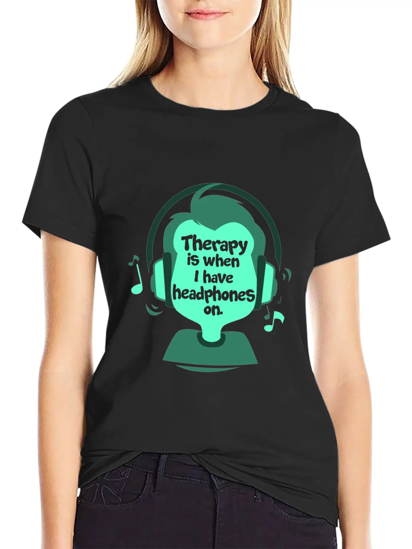 Therapy Is When I Have Headphones On Music Lightweight Cotton T-Shirt – Daily Comfort Graphic Shirt