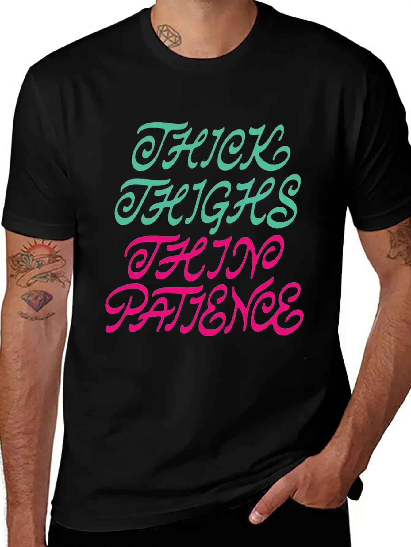 Thick Thighs Thin Patience Lightweight Cotton T-Shirt – Daily Comfort Graphic Shirt