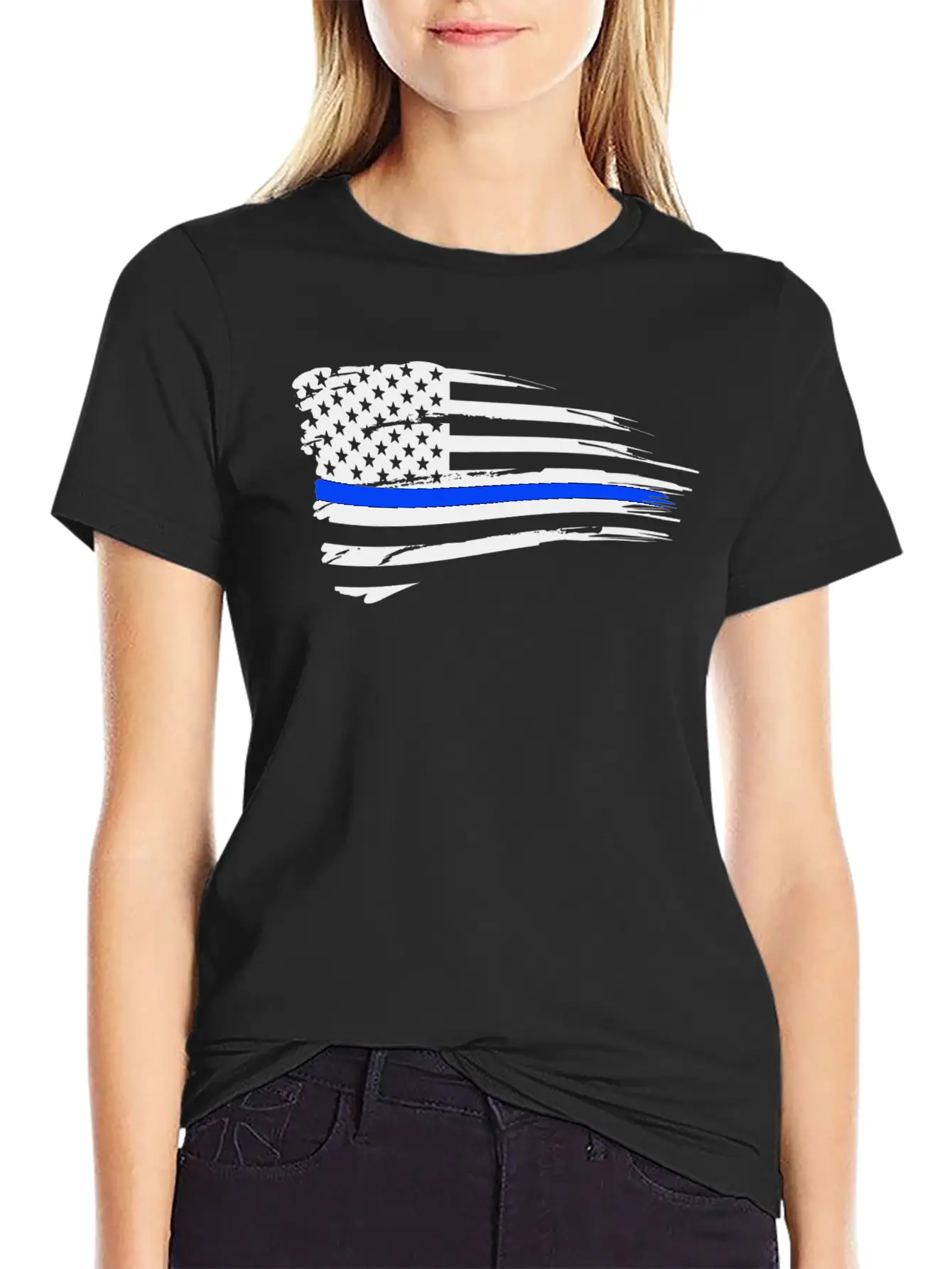 Thin Blue Line Flag Unisex Casual T-Shirt – Clean Design For Daily Comfort