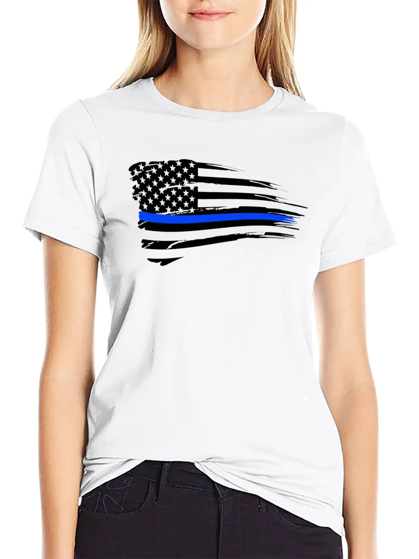 Thin Blue Line Flag Unisex Casual T-Shirt – Clean Design For Daily Comfort