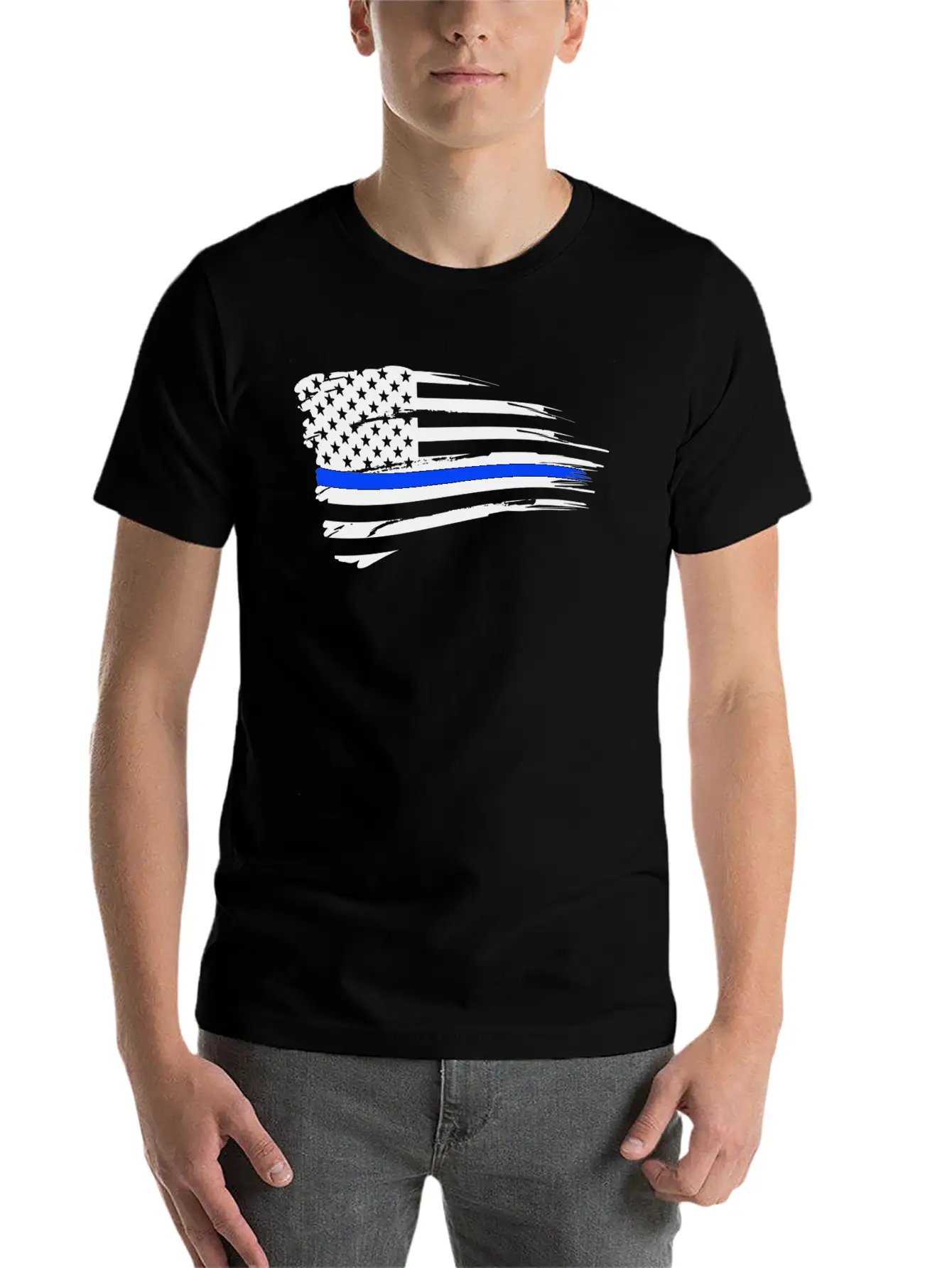 Thin Blue Line Flag Unisex Casual T-Shirt – Clean Design For Daily Comfort
