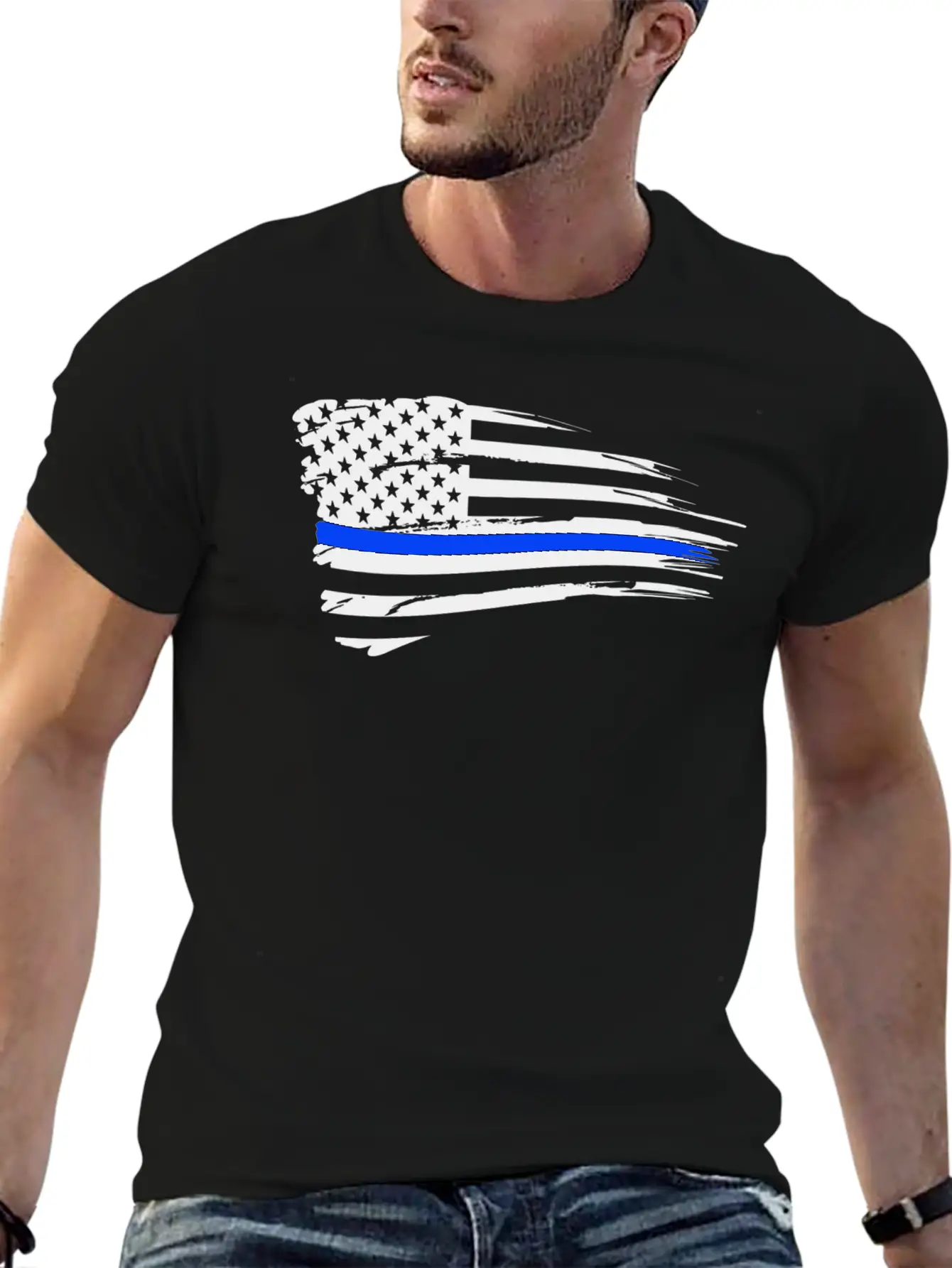 Thin Blue Line Flag Unisex Casual T-Shirt – Clean Design For Daily Comfort