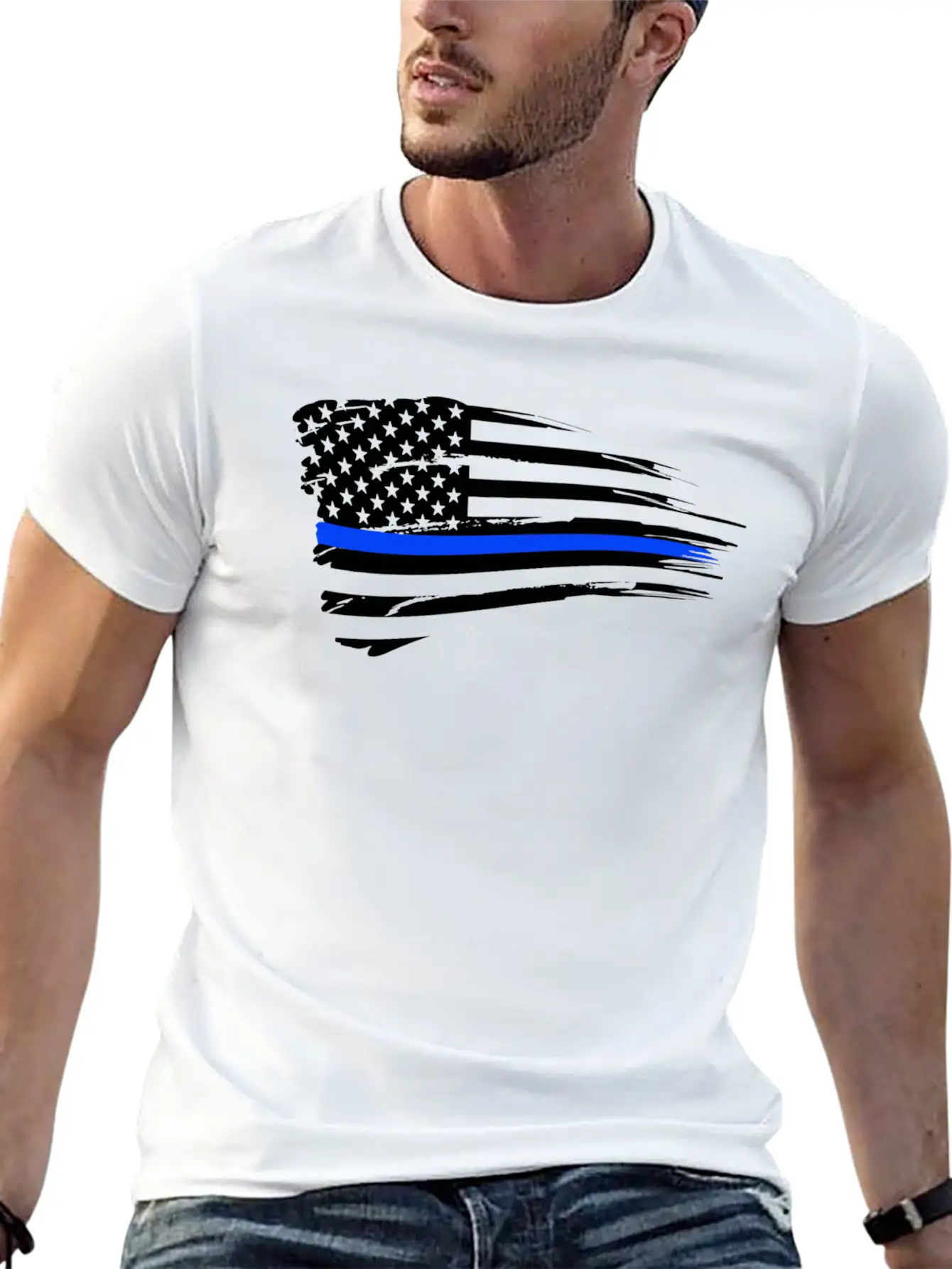 Thin Blue Line Flag Unisex Casual T-Shirt – Clean Design For Daily Comfort