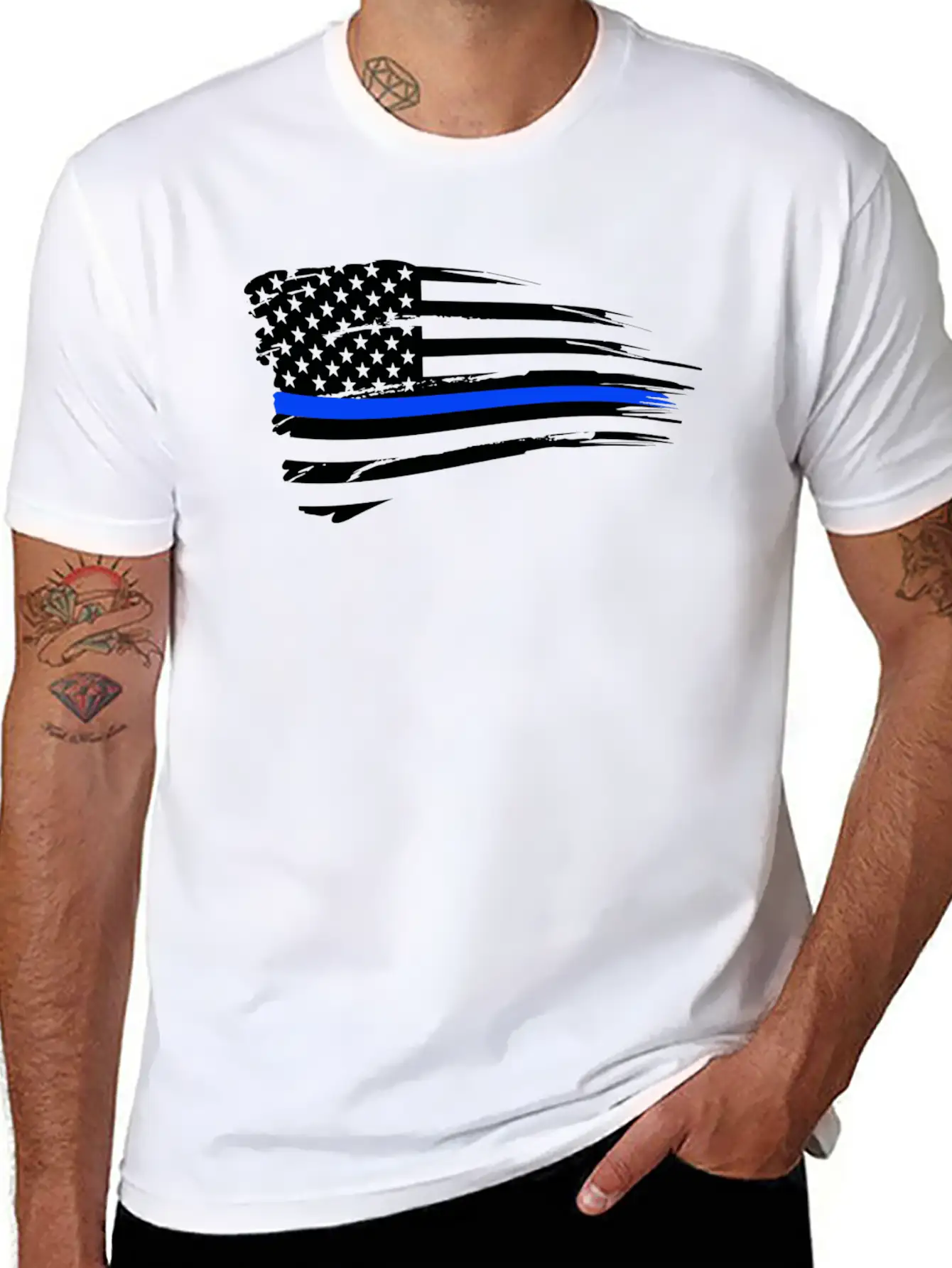 Thin Blue Line Flag Unisex Casual T-Shirt – Clean Design For Daily Comfort