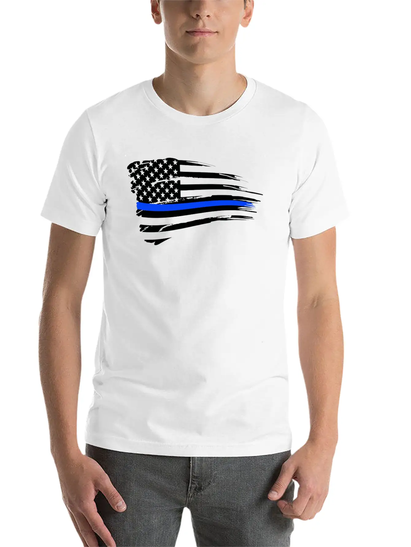 Thin Blue Line Flag Unisex Casual T-Shirt – Clean Design For Daily Comfort