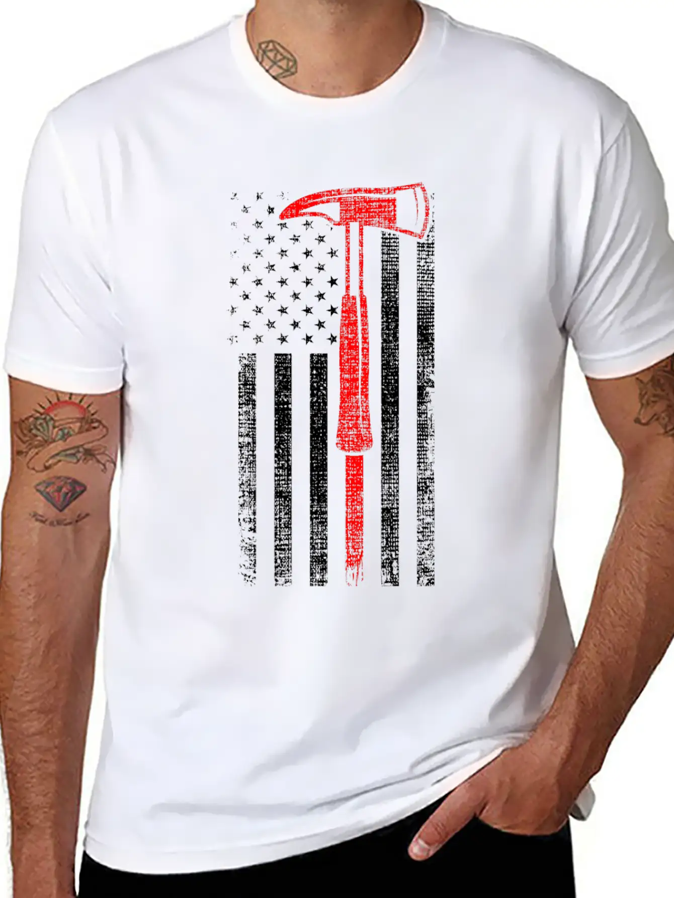 Thin Red Line Firefighter Axe Hero Patriot Classic Fit Graphic Tee For Daily Comfort – Unisex Cotton Shirt