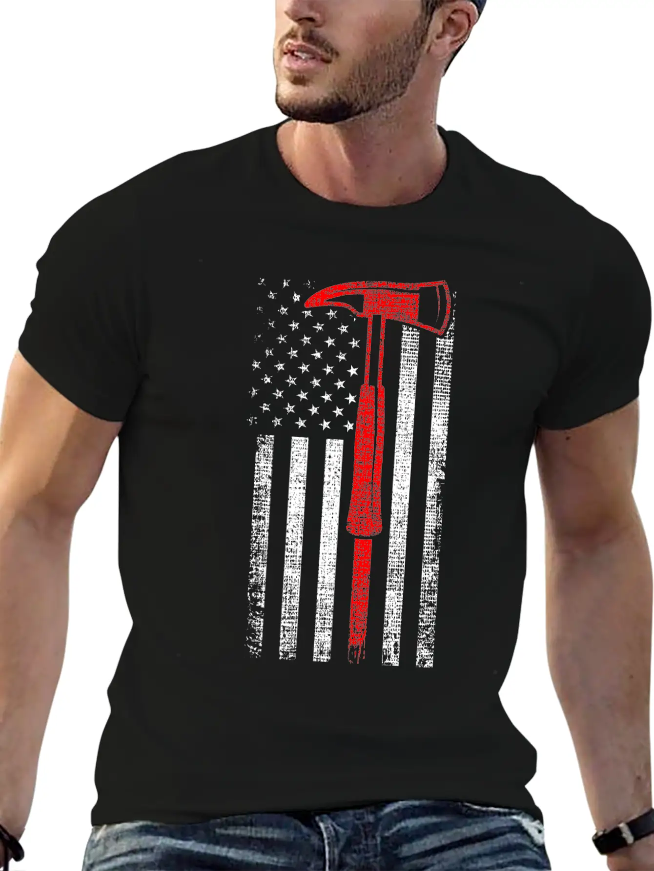 Thin Red Line Firefighter Axe Hero Patriot Classic Fit Graphic Tee For Daily Comfort – Unisex Cotton Shirt