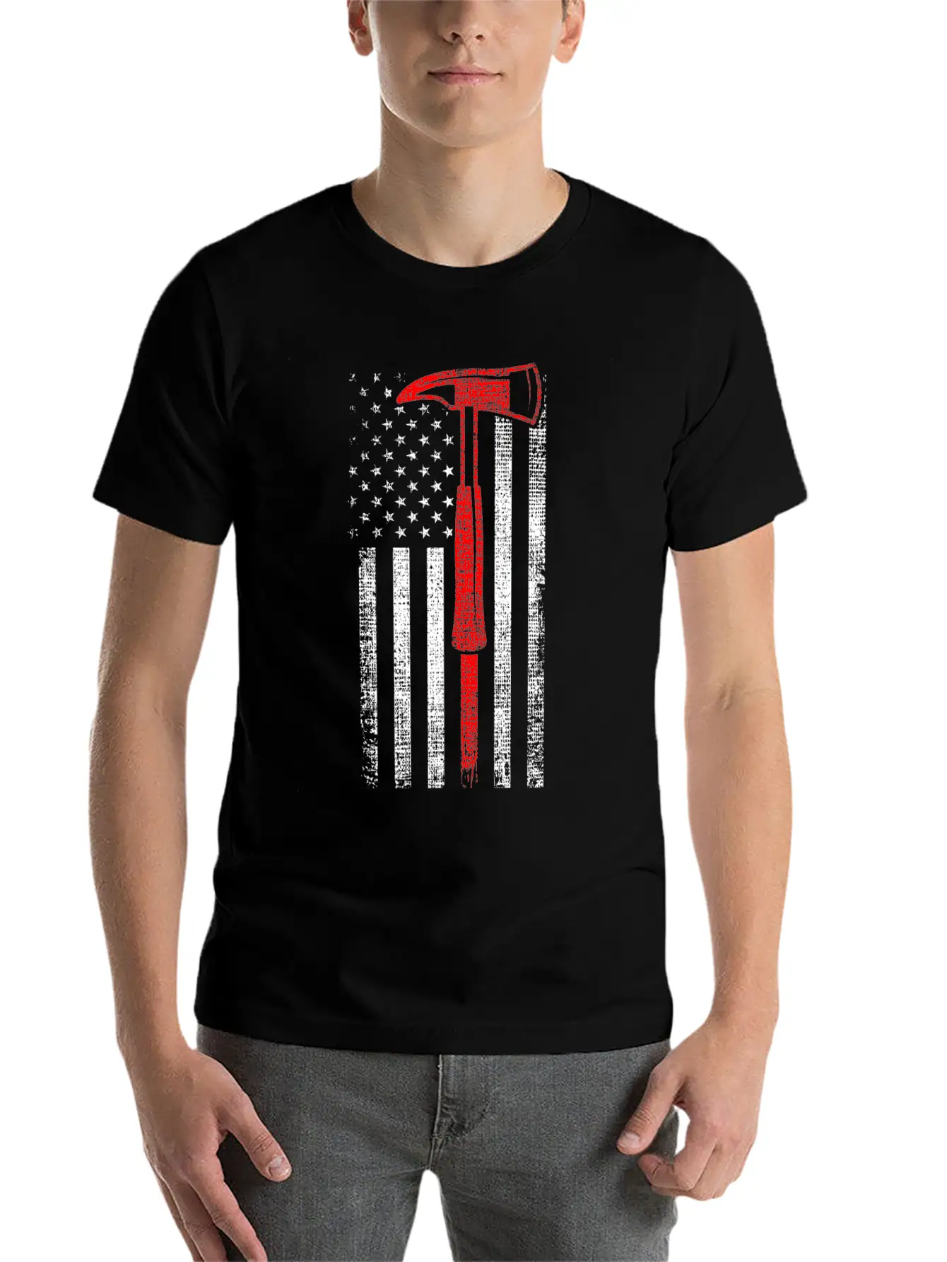 Thin Red Line Firefighter Axe Hero Patriot Classic Fit Graphic Tee For Daily Comfort – Unisex Cotton Shirt