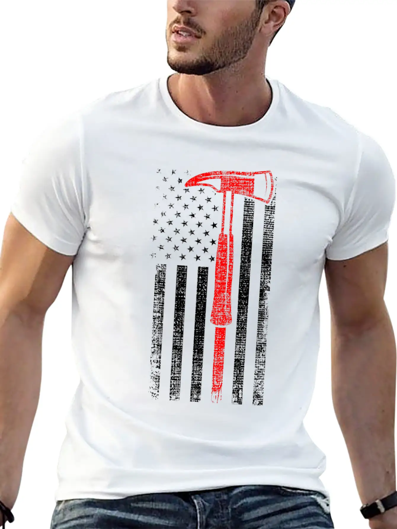 Thin Red Line Firefighter Axe Hero Patriot Classic Fit Graphic Tee For Daily Comfort – Unisex Cotton Shirt
