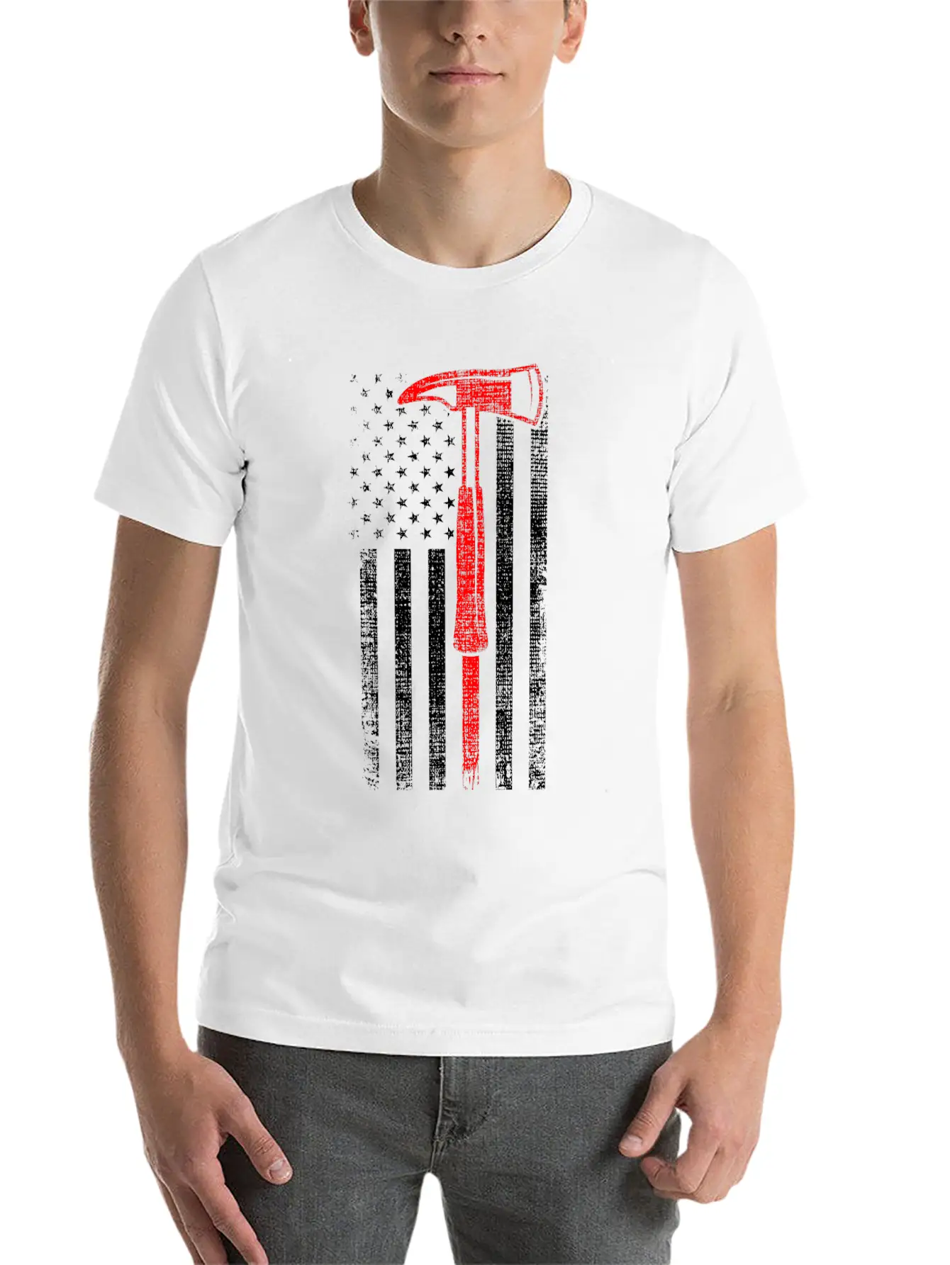 Thin Red Line Firefighter Axe Hero Patriot Classic Fit Graphic Tee For Daily Comfort – Unisex Cotton Shirt