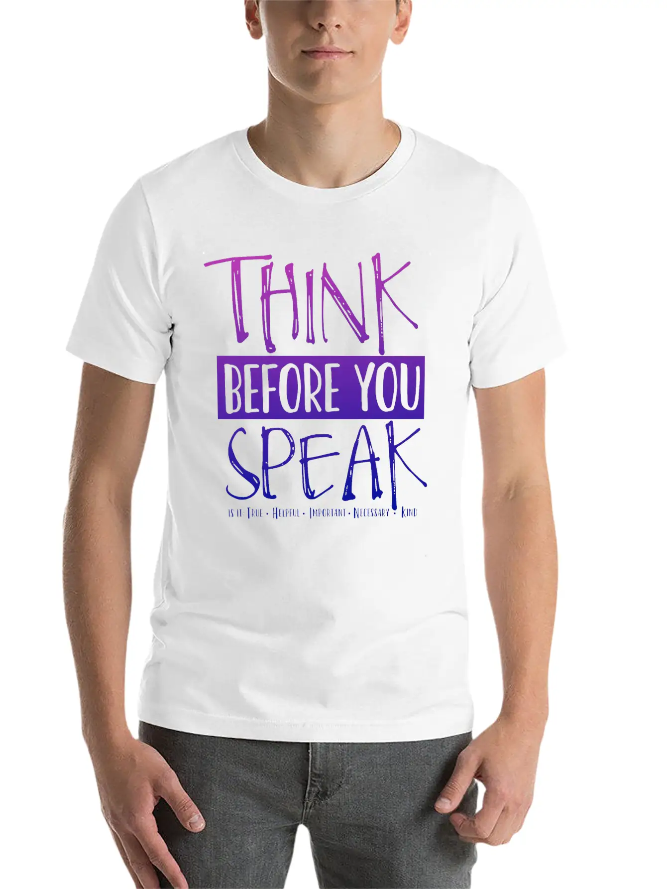 Think Before You Speak Teacher | Ombre Lightweight Cotton T-Shirt – Daily Comfort Graphic Shirt