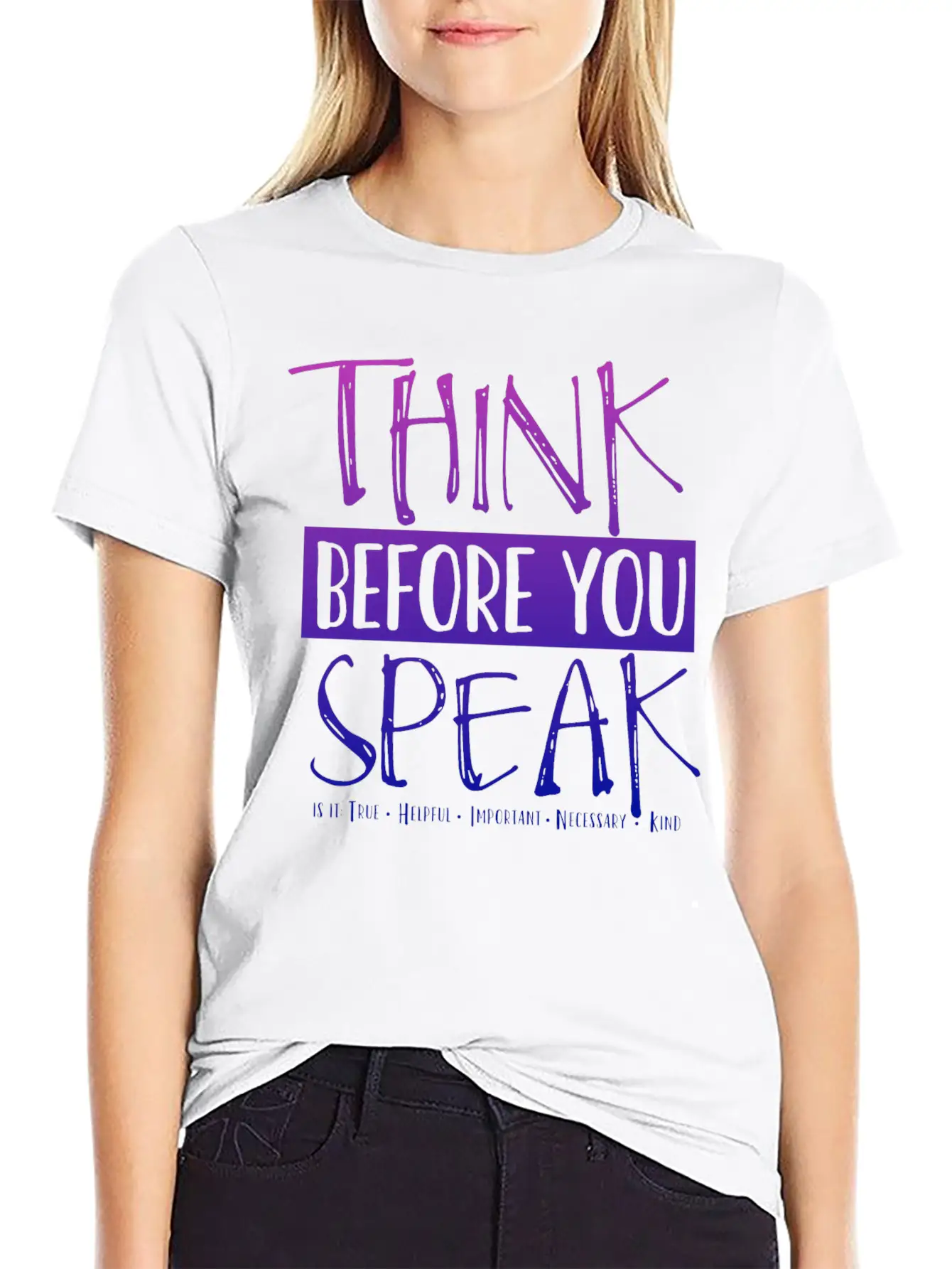 Think Before You Speak Teacher | Ombre Lightweight Cotton T-Shirt – Daily Comfort Graphic Shirt
