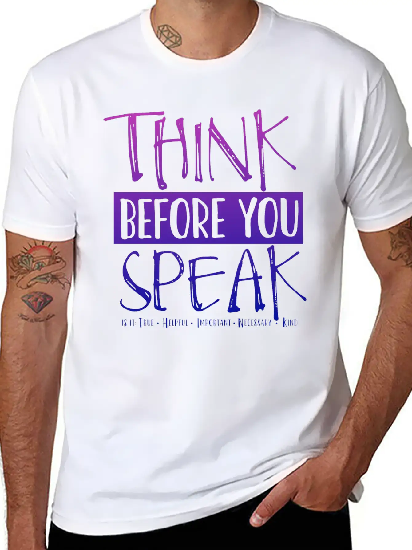 Think Before You Speak Teacher | Ombre Lightweight Cotton T-Shirt – Daily Comfort Graphic Shirt