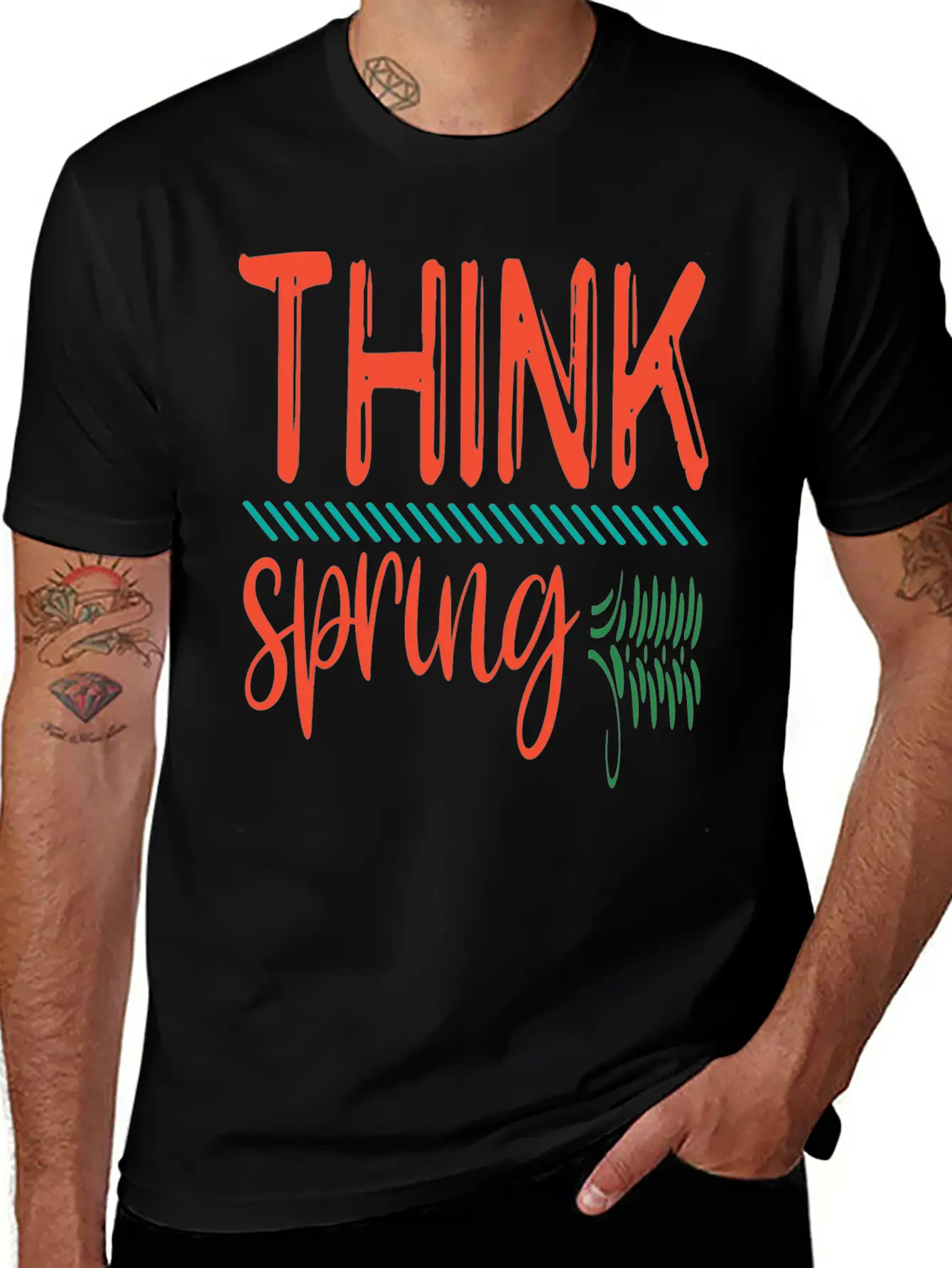 Think Spring, Colorful Spring Stylish Everyday T-Shirt – Unisex Basic Cotton Tee