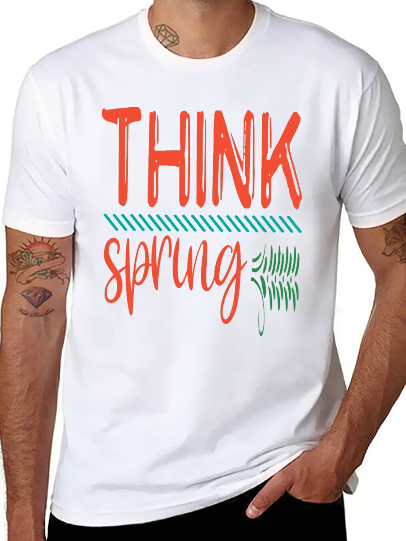 Think Spring, Colorful Spring Stylish Everyday T-Shirt – Unisex Basic Cotton Tee