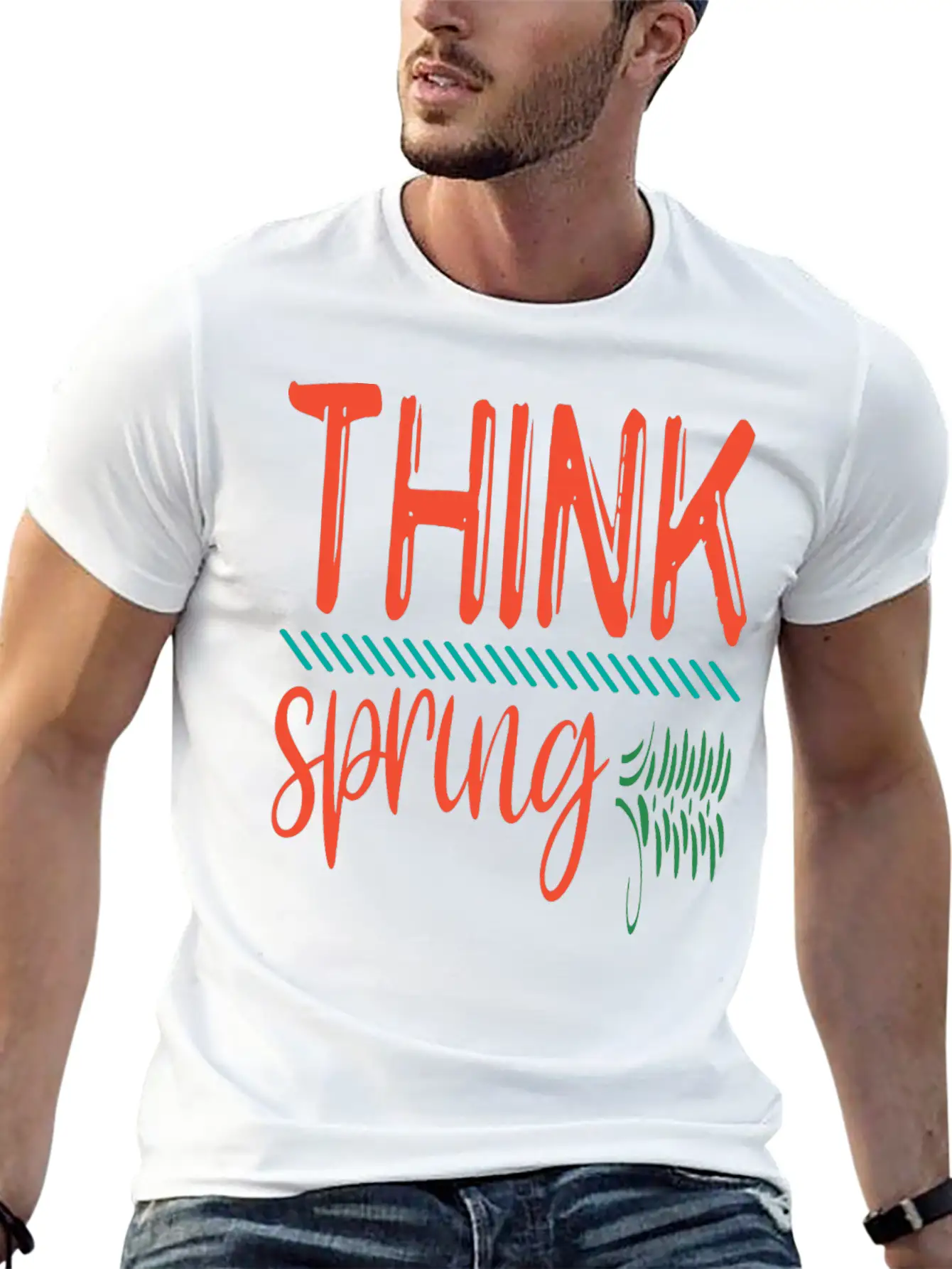 Think Spring, Colorful Spring Stylish Everyday T-Shirt – Unisex Basic Cotton Tee
