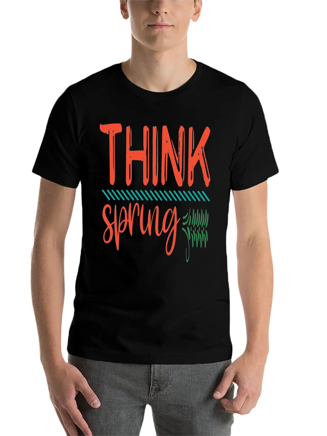 Think Spring, Colorful Spring Stylish Everyday T-Shirt – Unisex Basic Cotton Tee