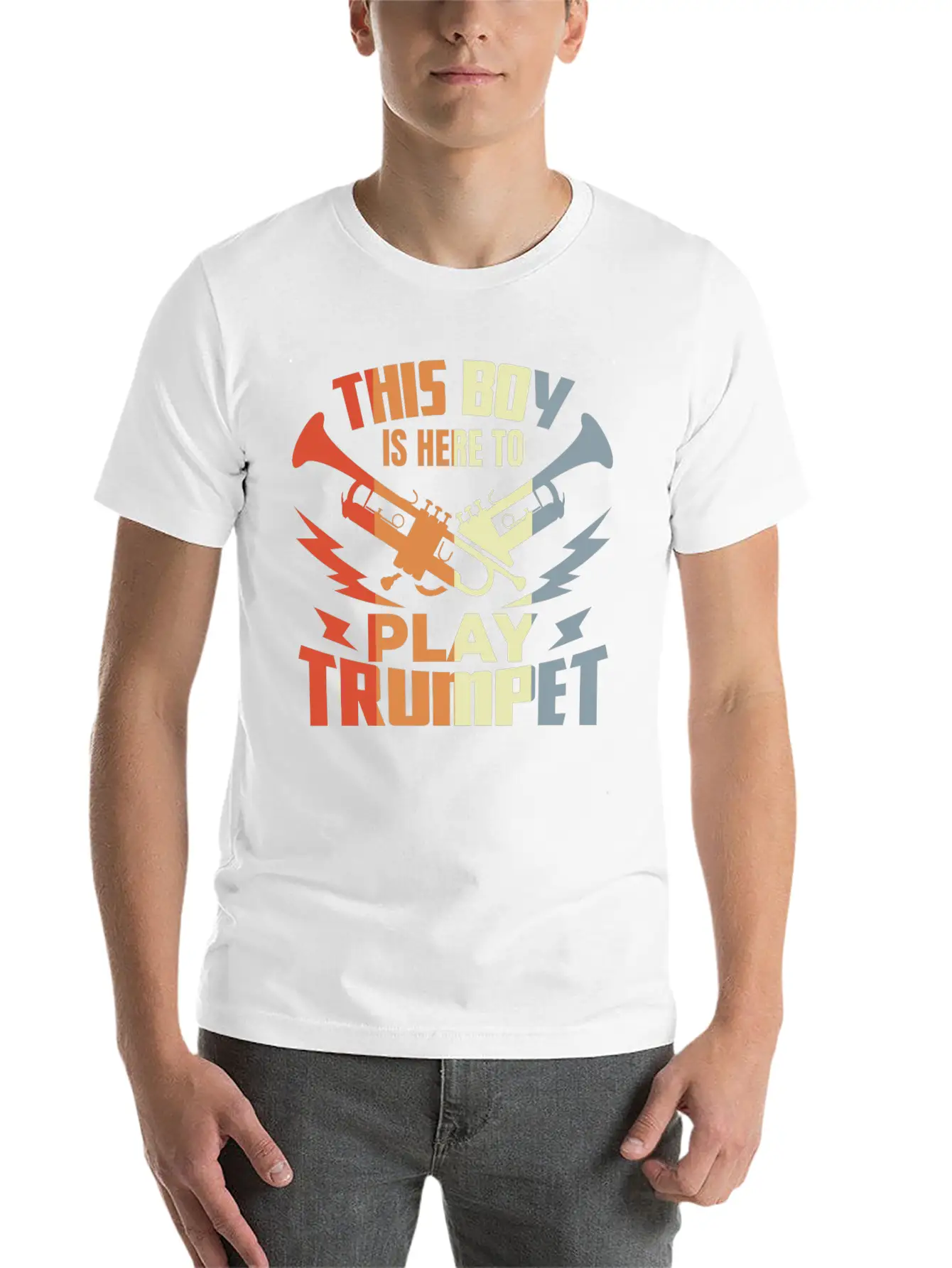 This Boy Is Here To Play Trumpet Unisex Casual T-Shirt – Clean Design For Daily Comfort
