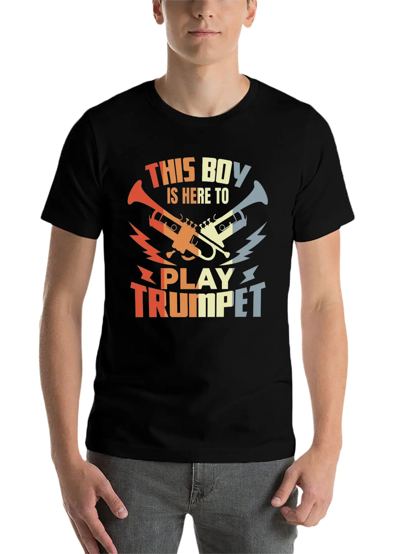 This Boy Is Here To Play Trumpet Unisex Casual T-Shirt – Clean Design For Daily Comfort