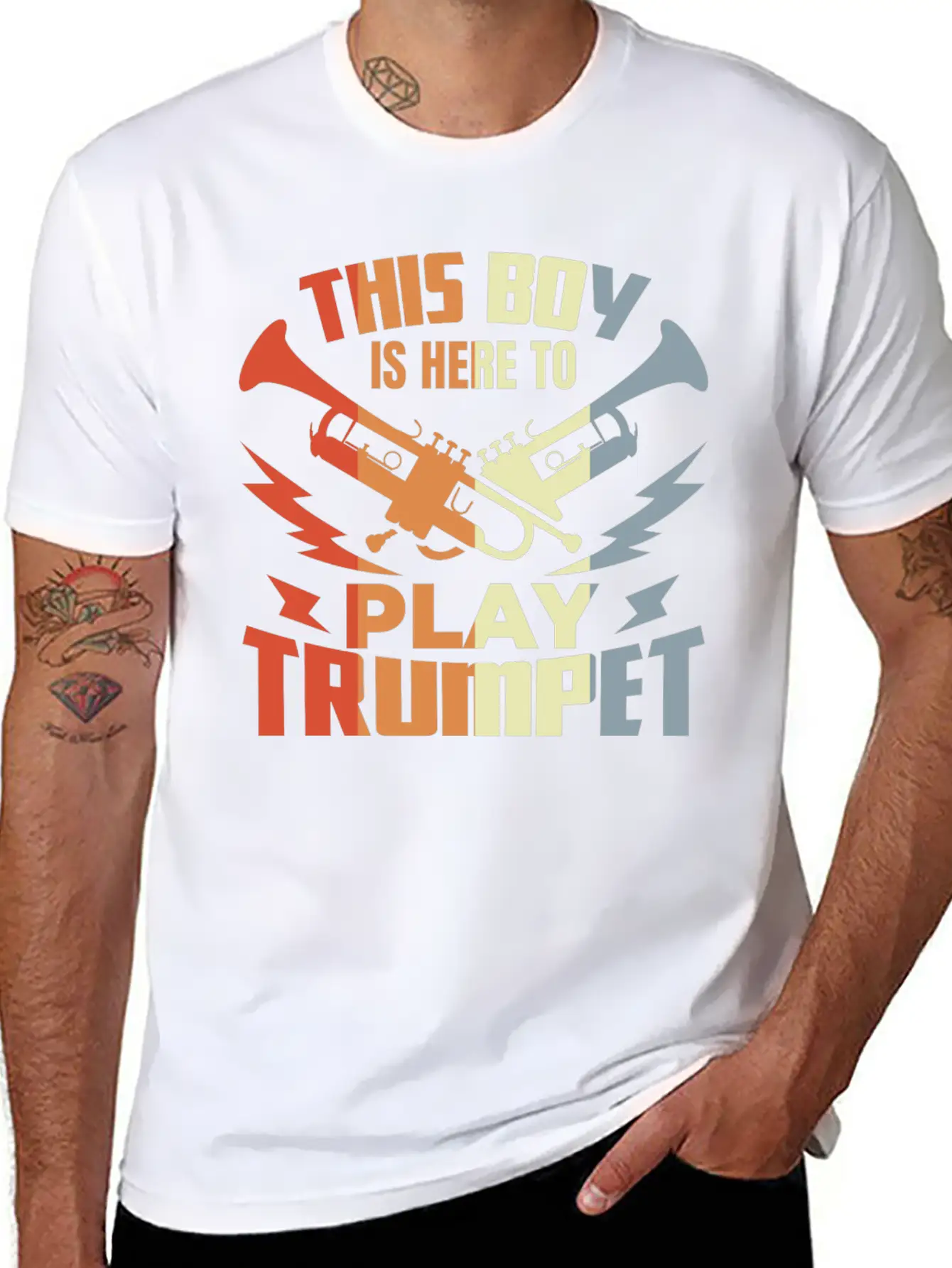 This Boy Is Here To Play Trumpet Unisex Casual T-Shirt – Clean Design For Daily Comfort