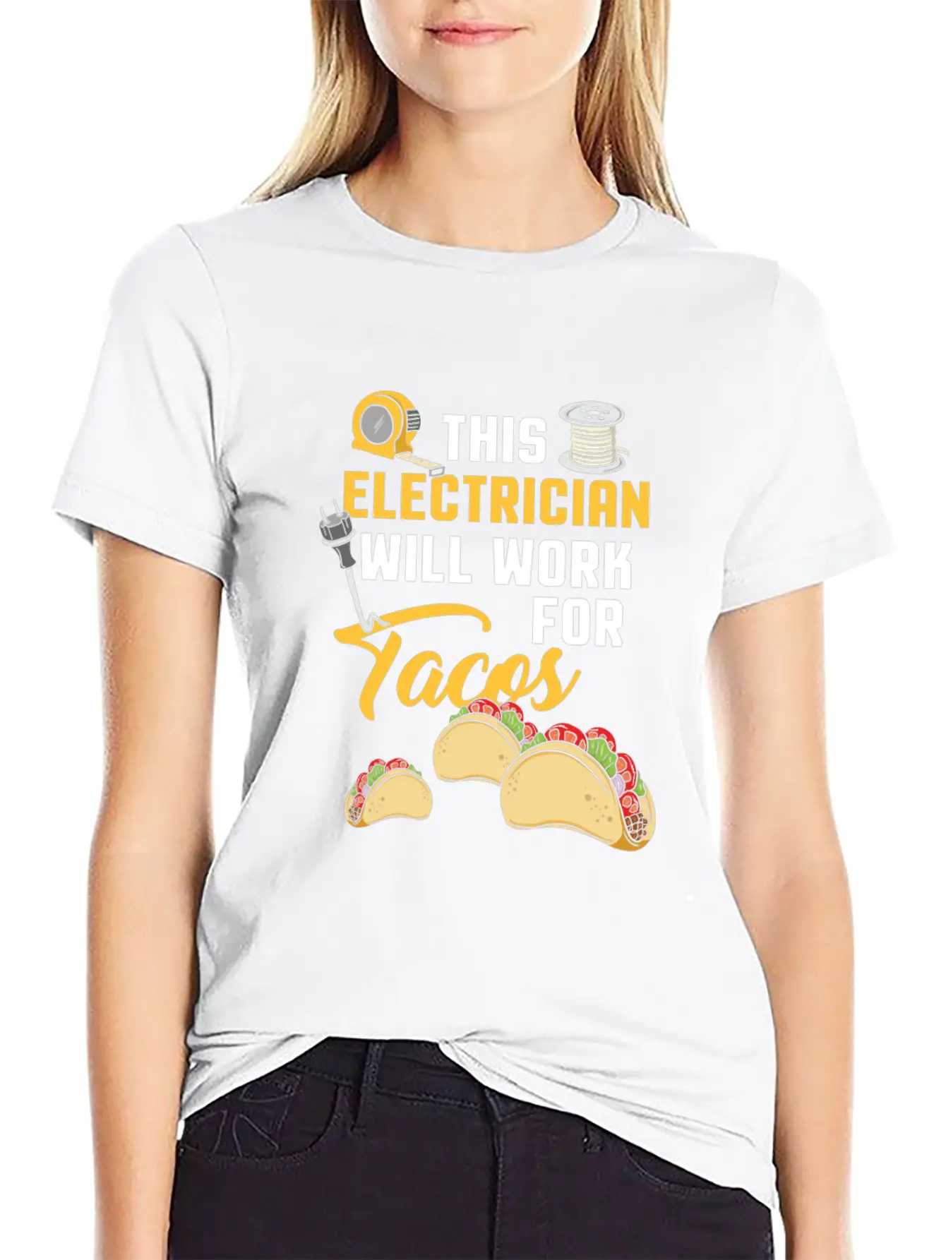 This Electrician Will Work For Tacos! - Gift Classic Fit Graphic Tee For Daily Comfort – Unisex Cotton Shirt