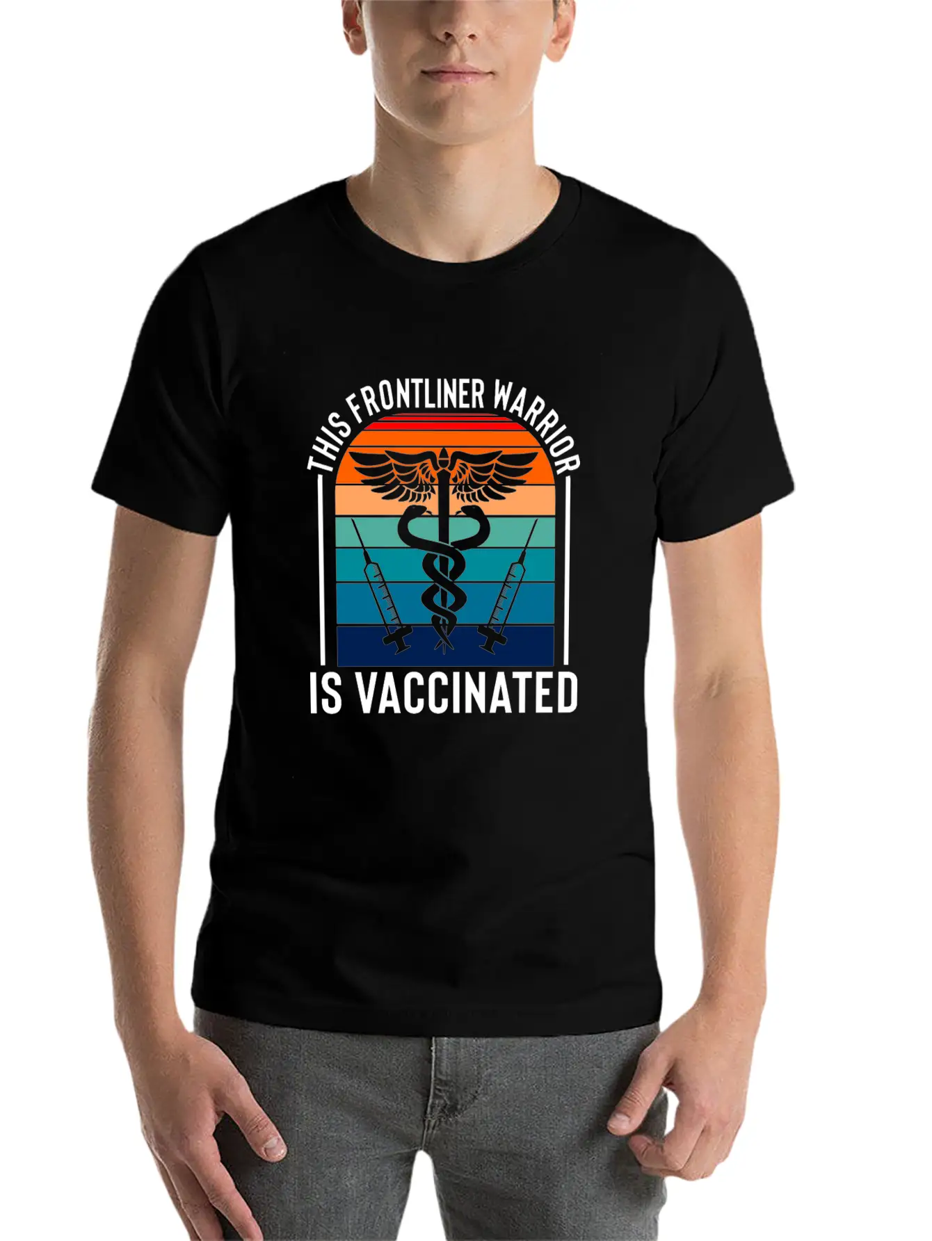 This Frontliner Warrior Is Vaccinated Nurse Frontl Modern Fit Casual T-Shirt – Clean And Versatile Design
