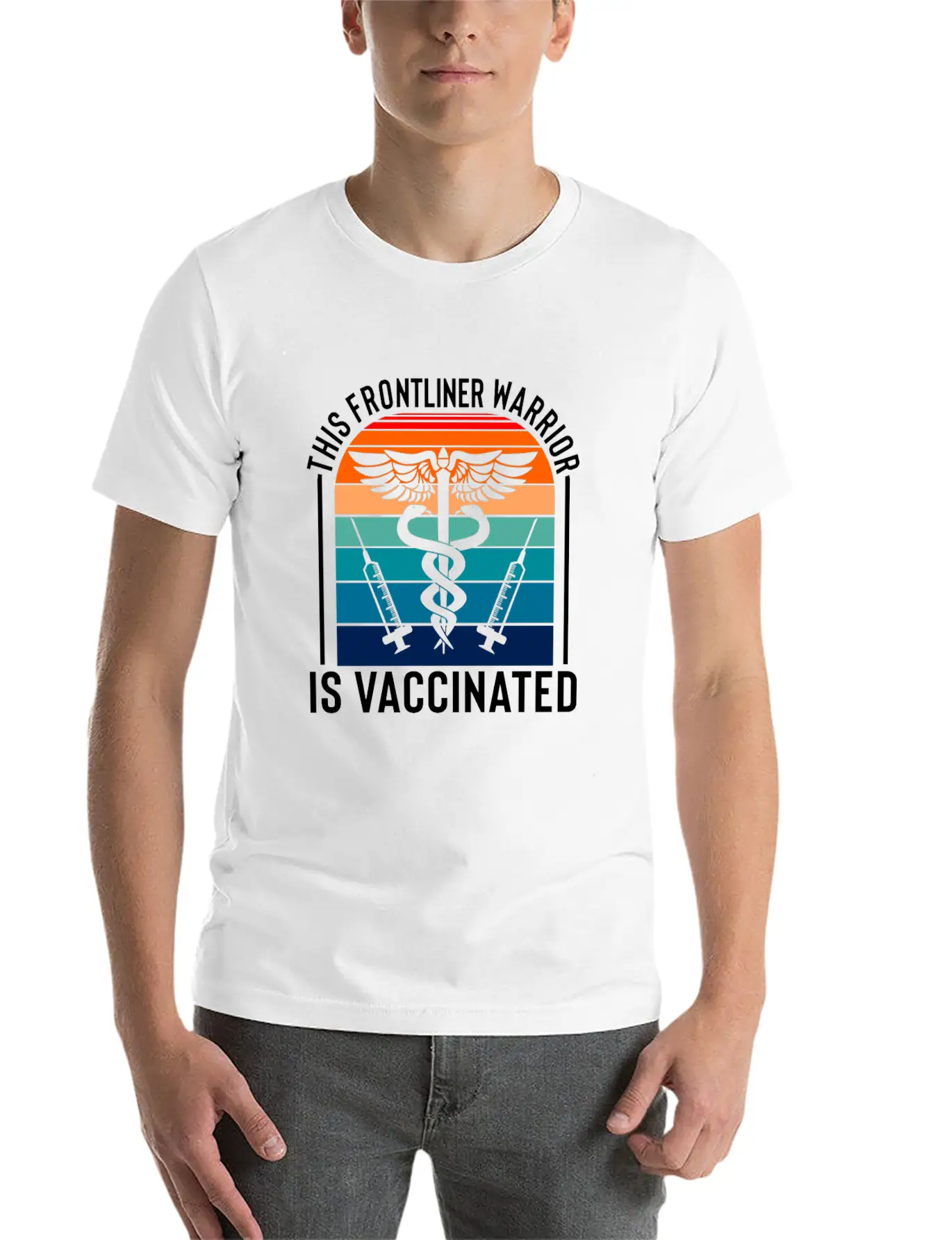 This Frontliner Warrior Is Vaccinated Nurse Frontl Modern Fit Casual T-Shirt – Clean And Versatile Design